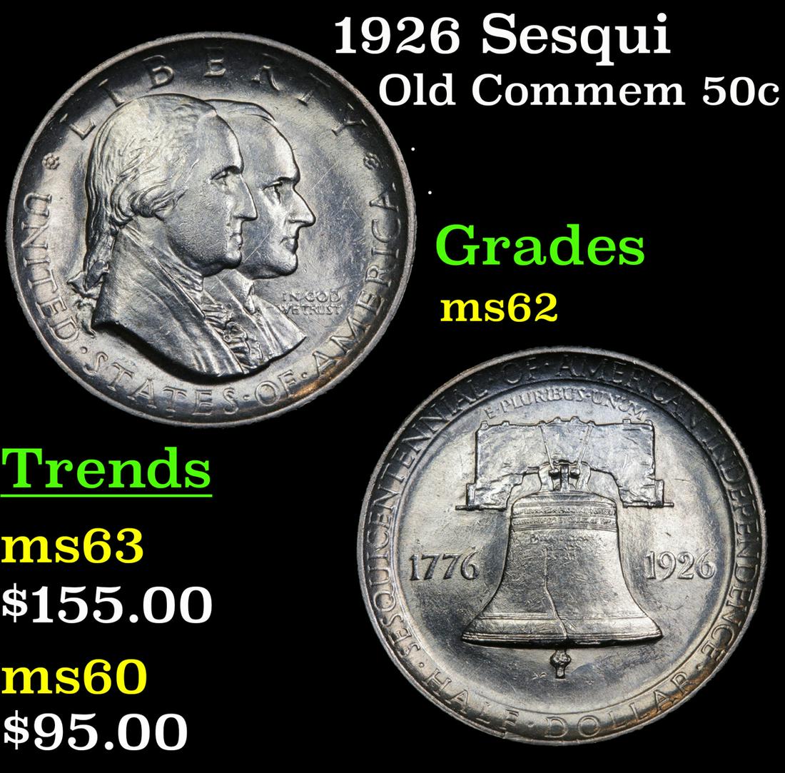 1926 Sesqui Old Commem Half Dollar 50c Grades Select (1 of 3)