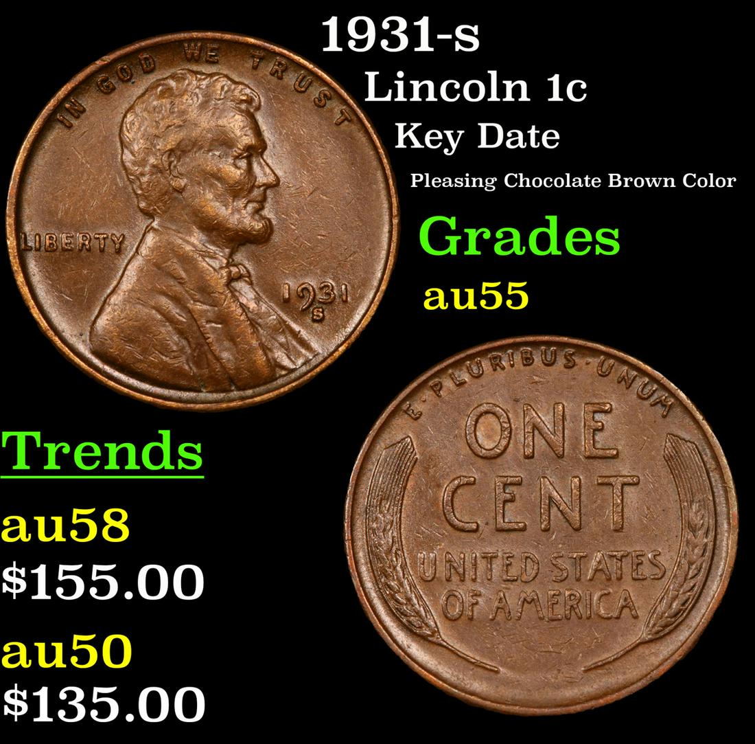 1931-s Lincoln Cent 1c Grades Choice AU (1 of 3)