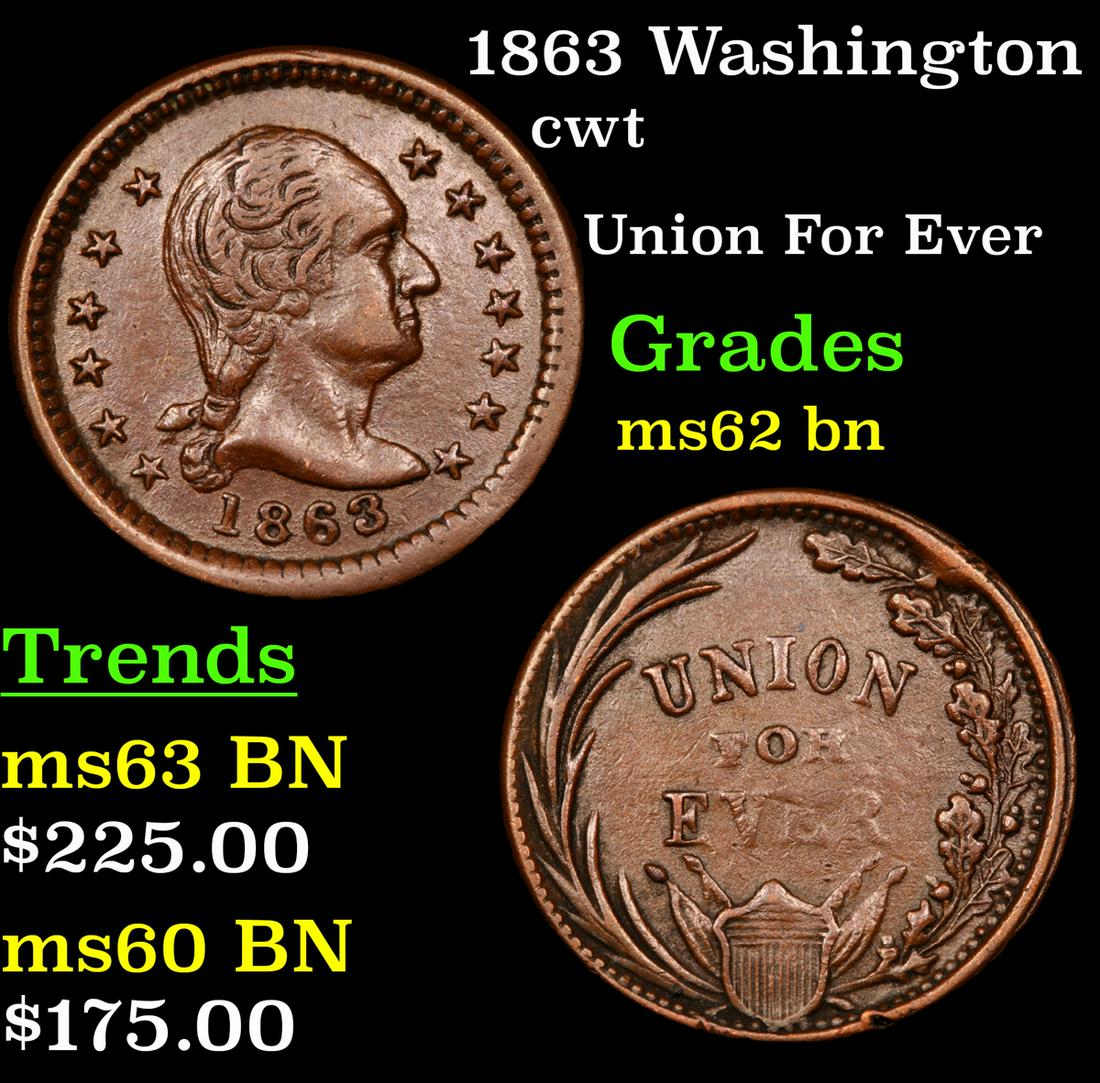 1863 Washington Civil War Token 1c Grades Select Unc BN (1 of 3)