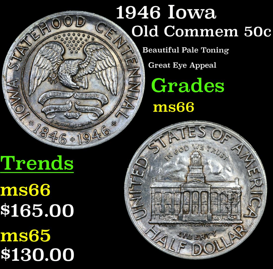 1946 Iowa Old Commem Half Dollar 50c Grades GEM+ Unc (1 of 3)