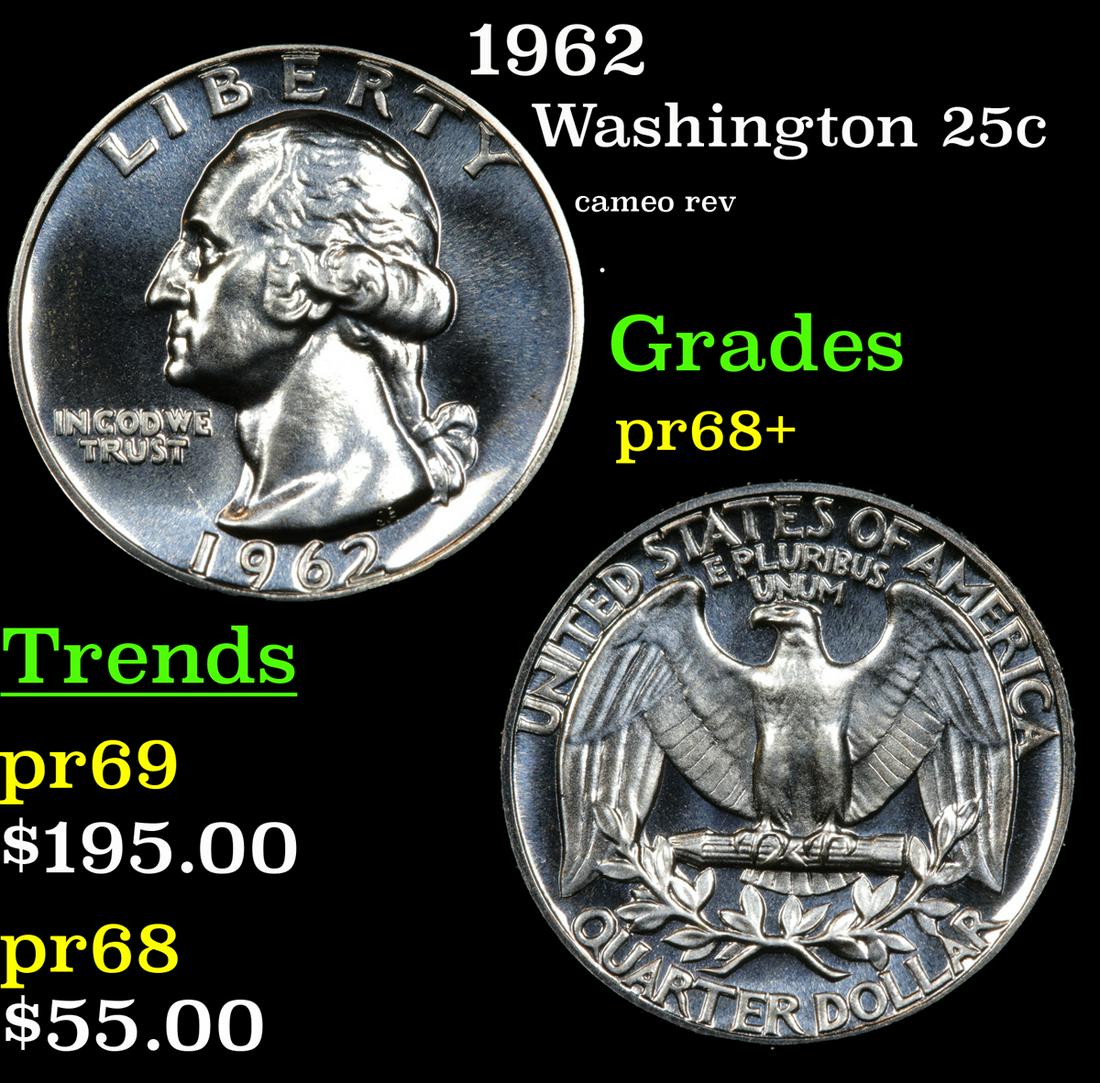 Proof 1962 Washington Quarter 25c Grades GEM++ Proof (1 of 7)