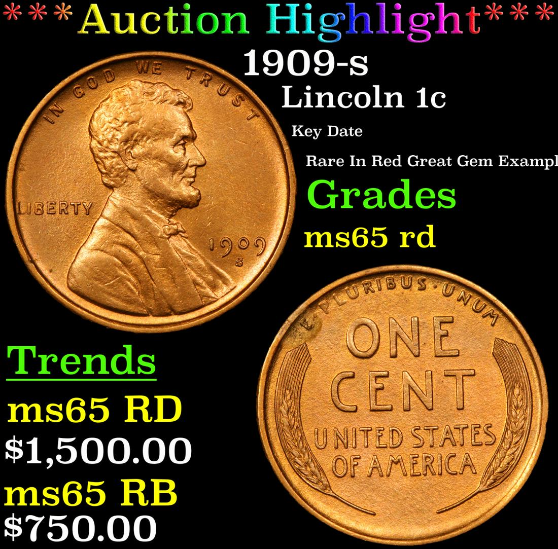 ***Auction Highlight*** 1909-s Lincoln Cent 1c Graded (1 of 5)