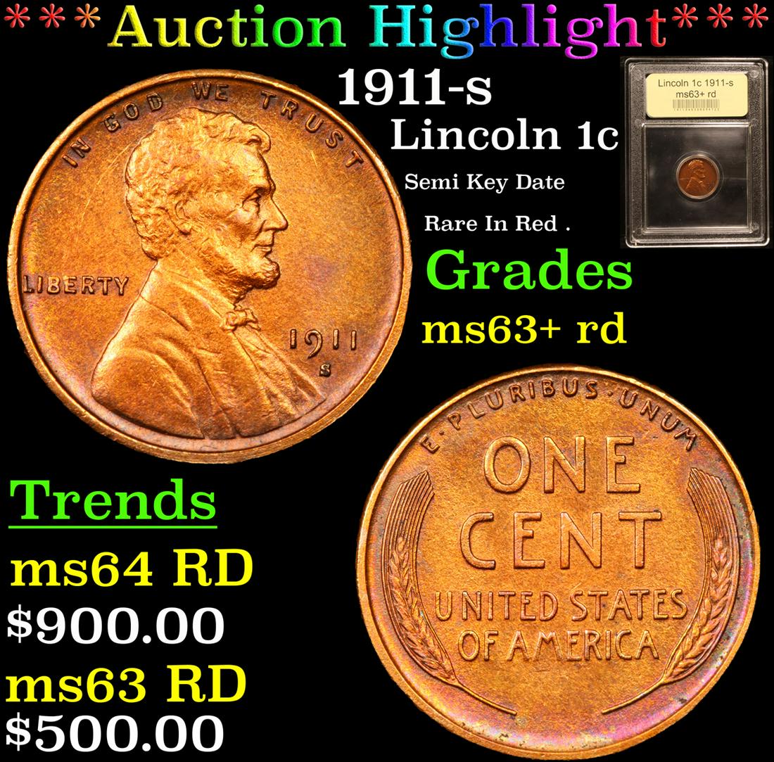 *Highlight* 1911-s Lincoln 1c Graded Select+ Unc RD (1 of 5)