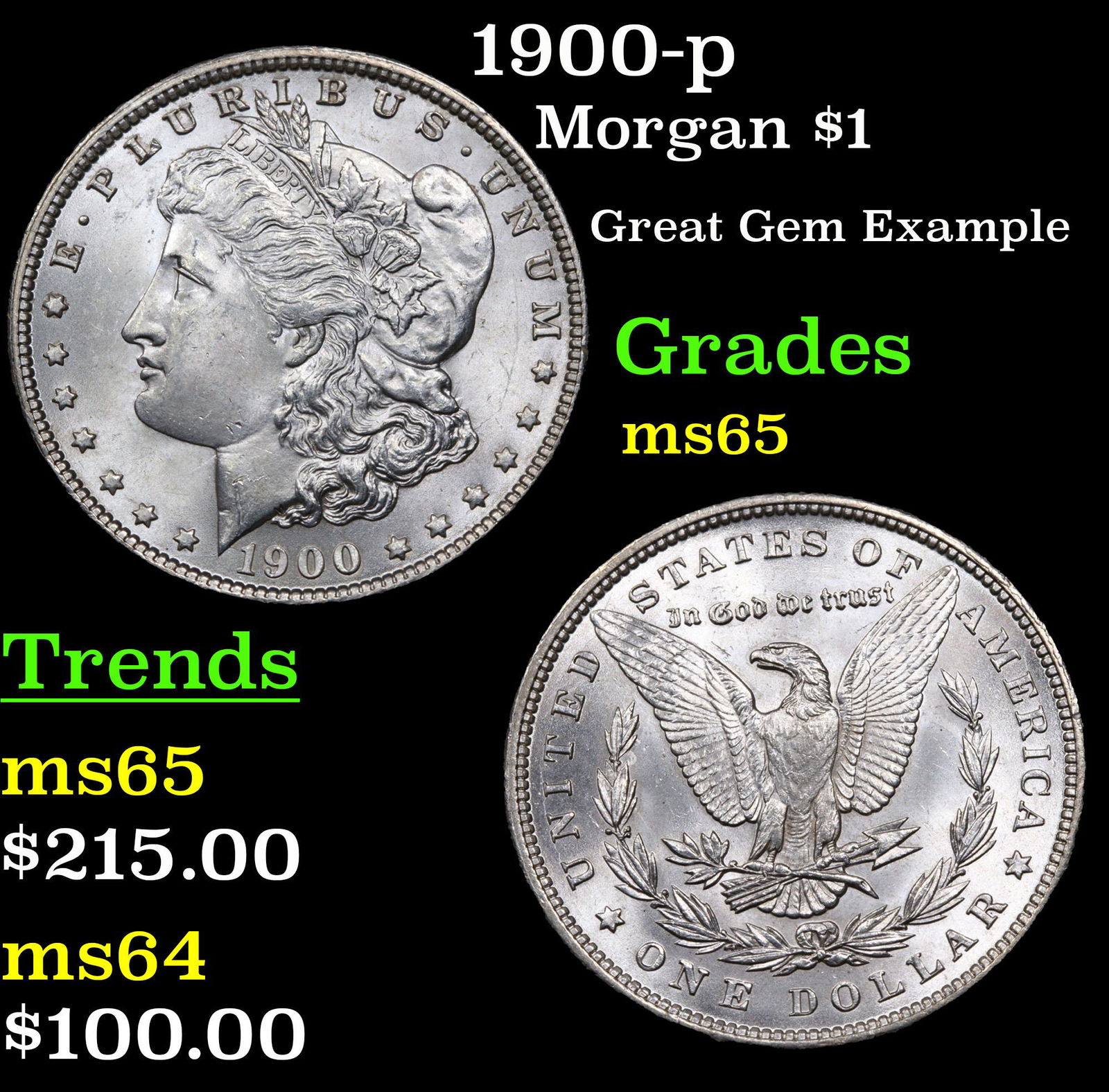 1900-p Morgan $1 Grades GEM Unc (1 of 3)