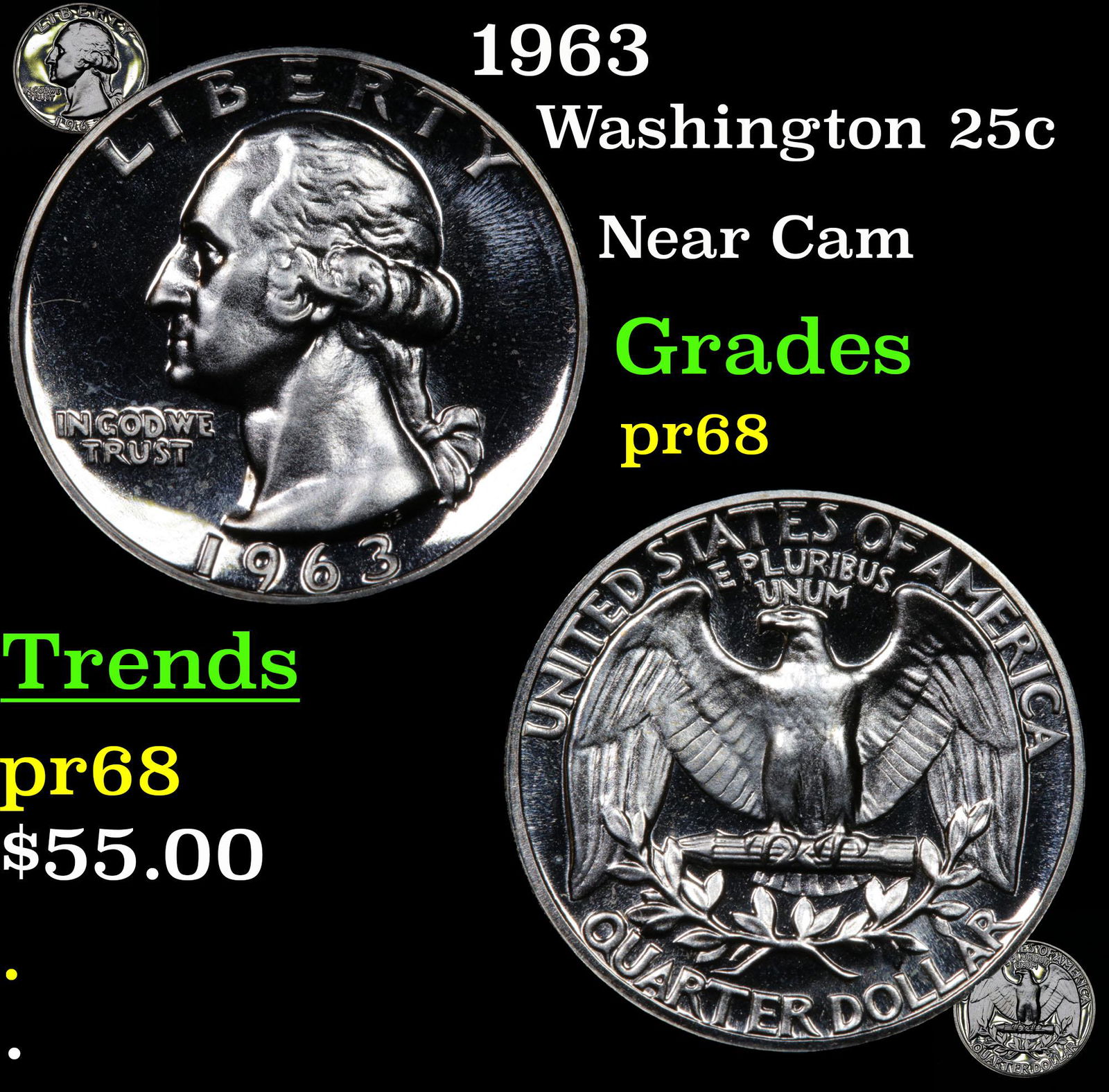 1963 Washington 25c Grades GEM++ Proof (1 of 7)