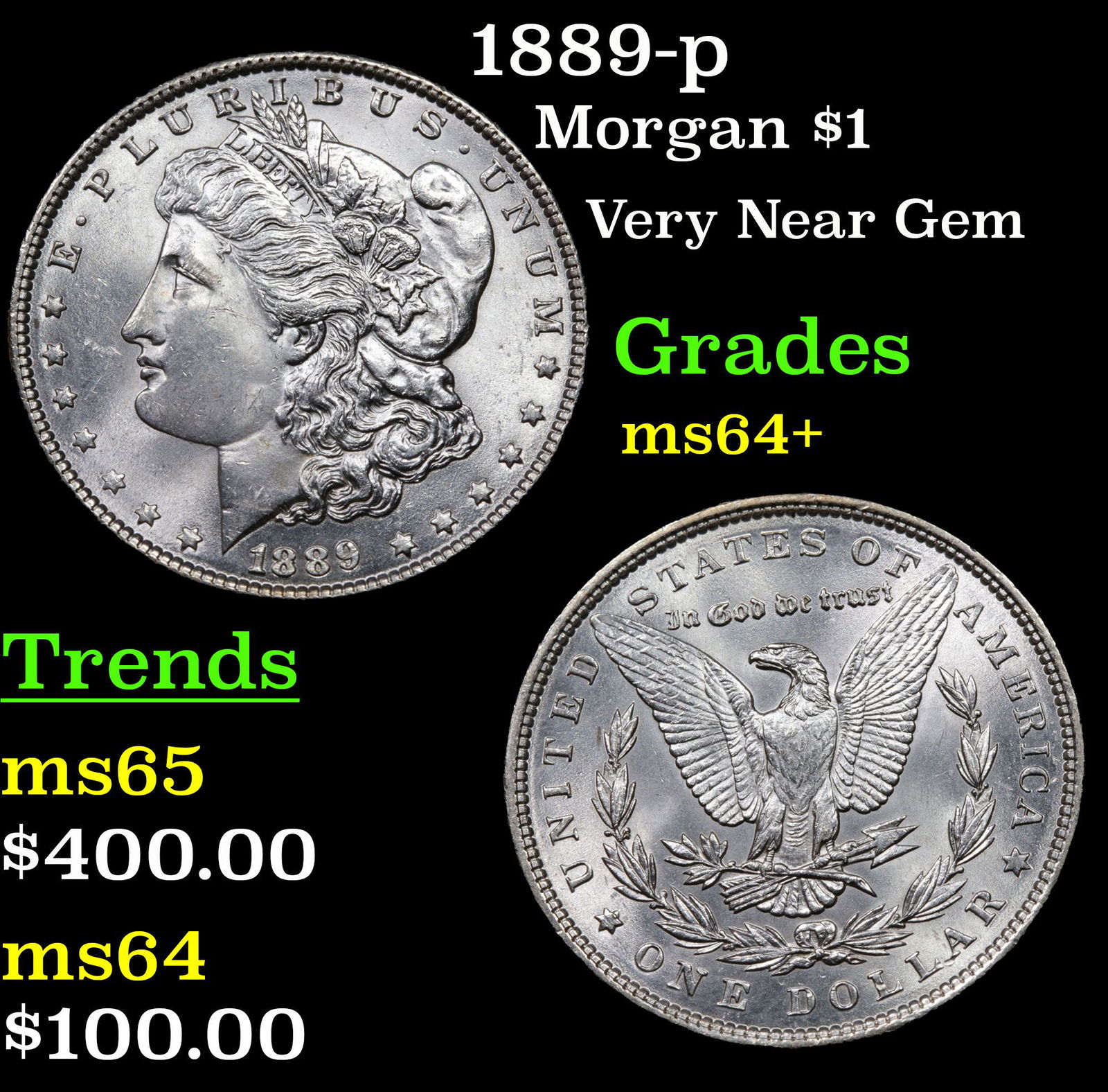 1889-p Morgan $1 Grades Choice+ Unc (1 of 3)