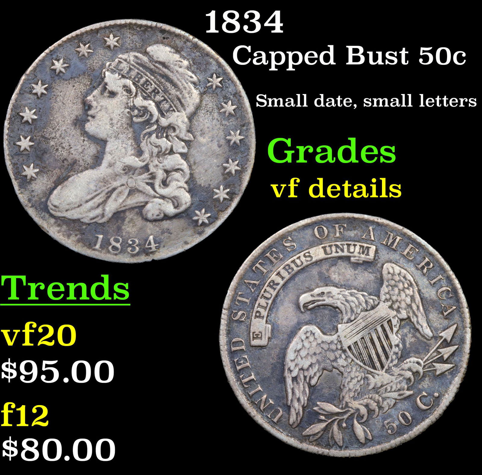 1834 Capped Bust 50c Grades vf details (1 of 3)