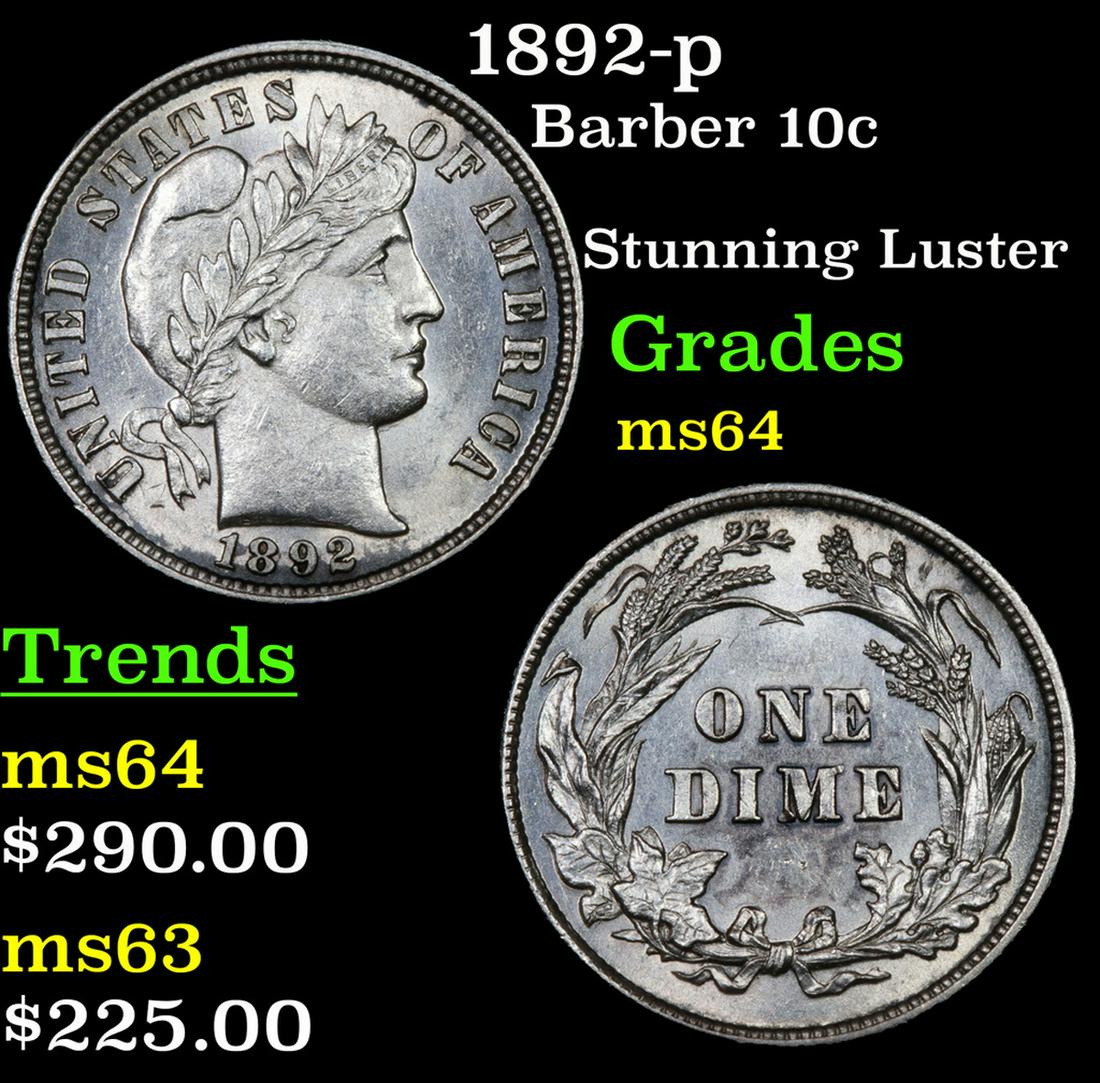 1892-p Barber Dime 10c Grades Choice Unc (1 of 3)