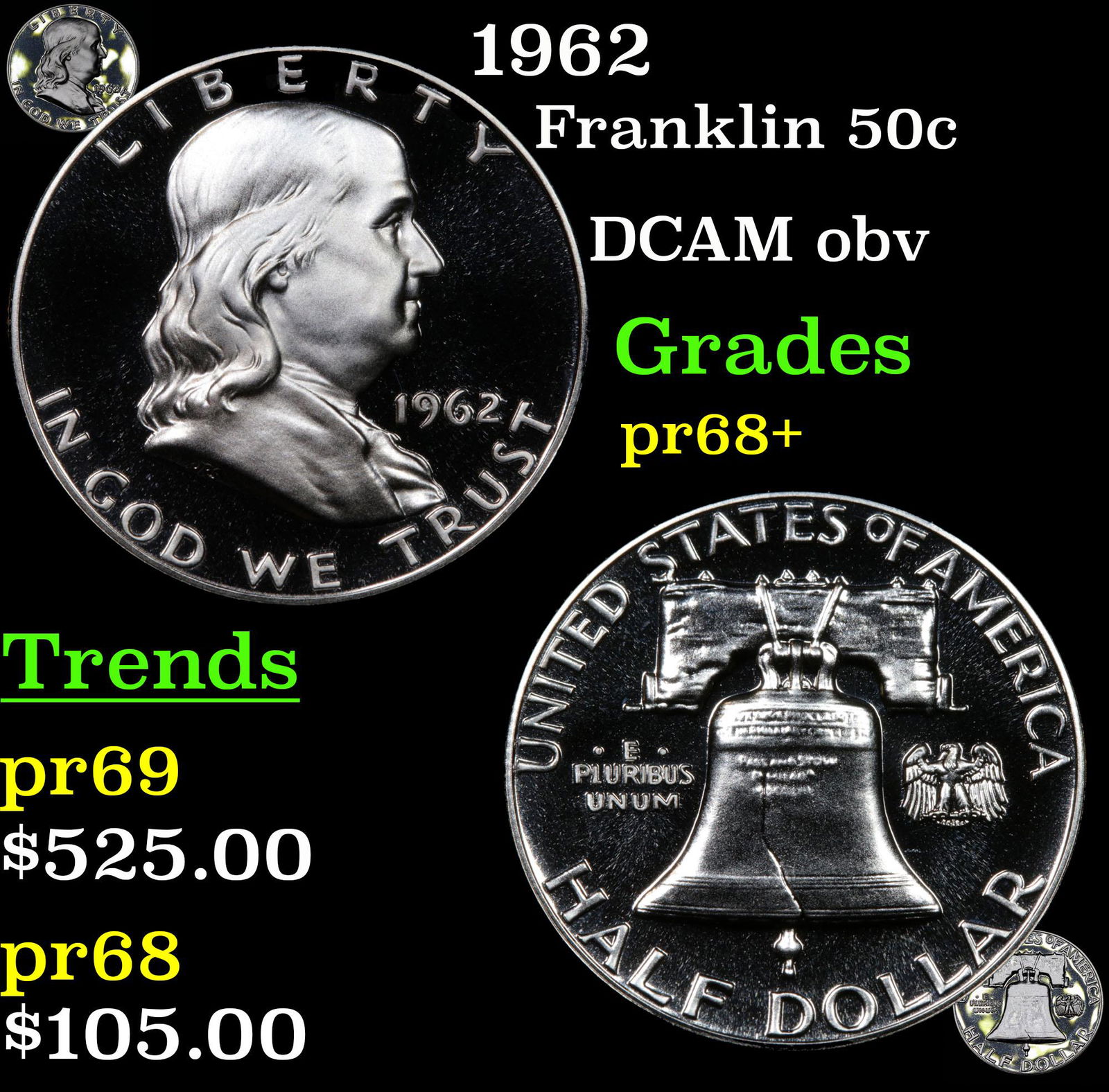 1962 Franklin 50c Grades GEM++ Proof (1 of 7)