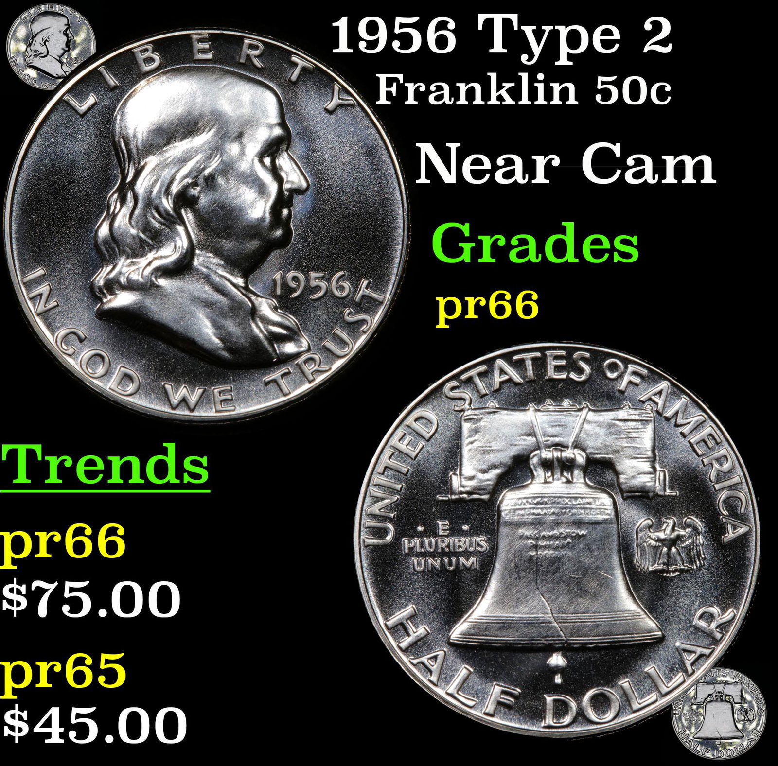 1956 Type 2 Franklin 50c Grades GEM+ Proof (1 of 7)