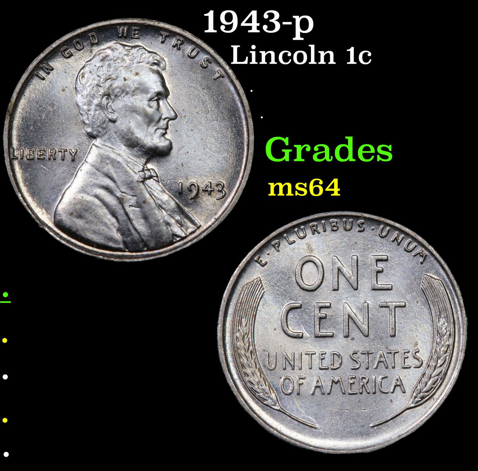 1943-p Lincoln 1c Grades Choice Unc (1 of 3)