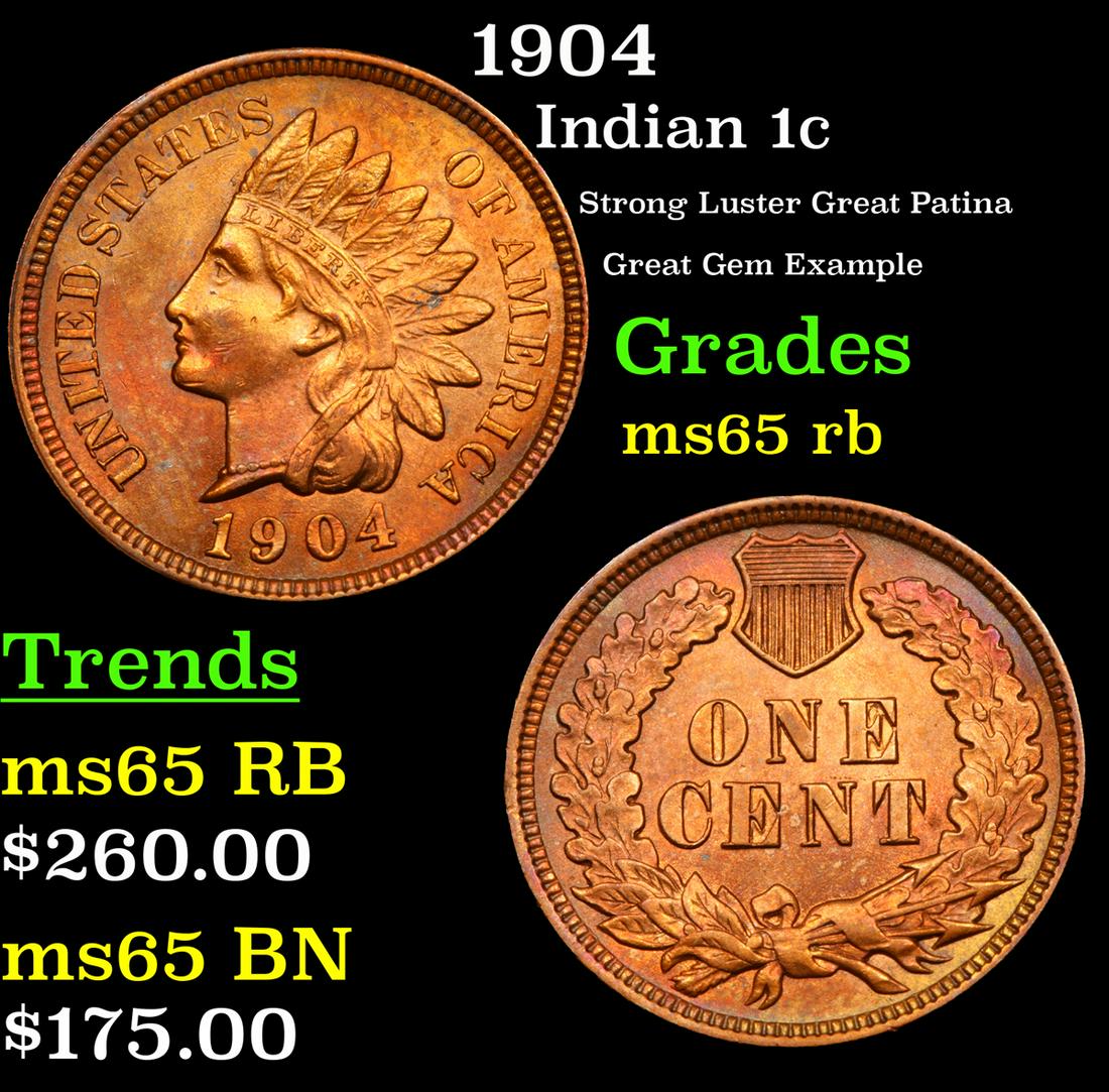 1904 Indian 1c Grades GEM Unc RB (1 of 3)