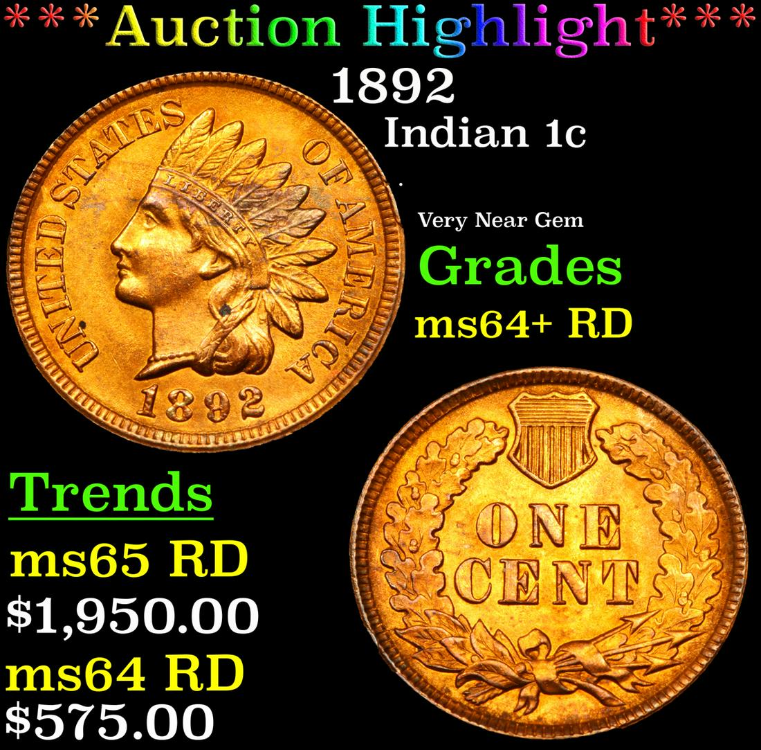 *Highlight* 1892 Indian 1c Graded Choice+ Unc RD (1 of 3)