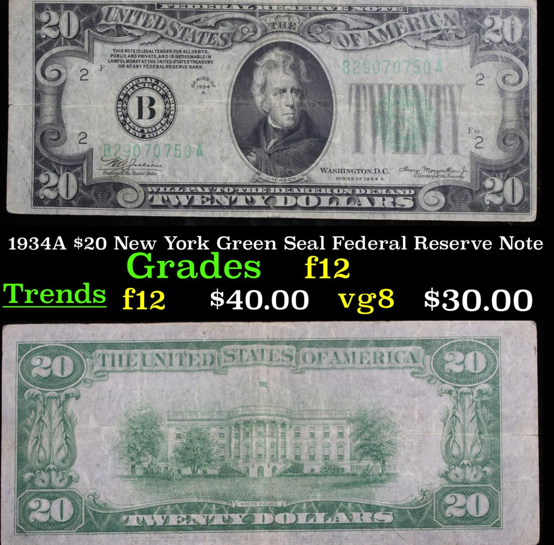1934A $20 New York Green Seal Federal Reserve Note (1 of 3)