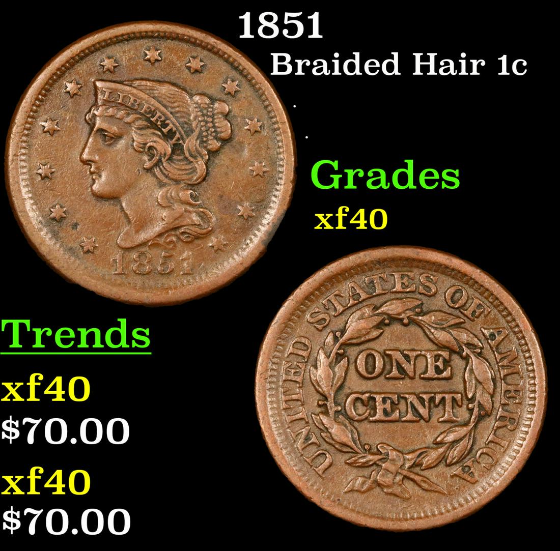 1851 Braided Hair 1c Grades xf (1 of 3)