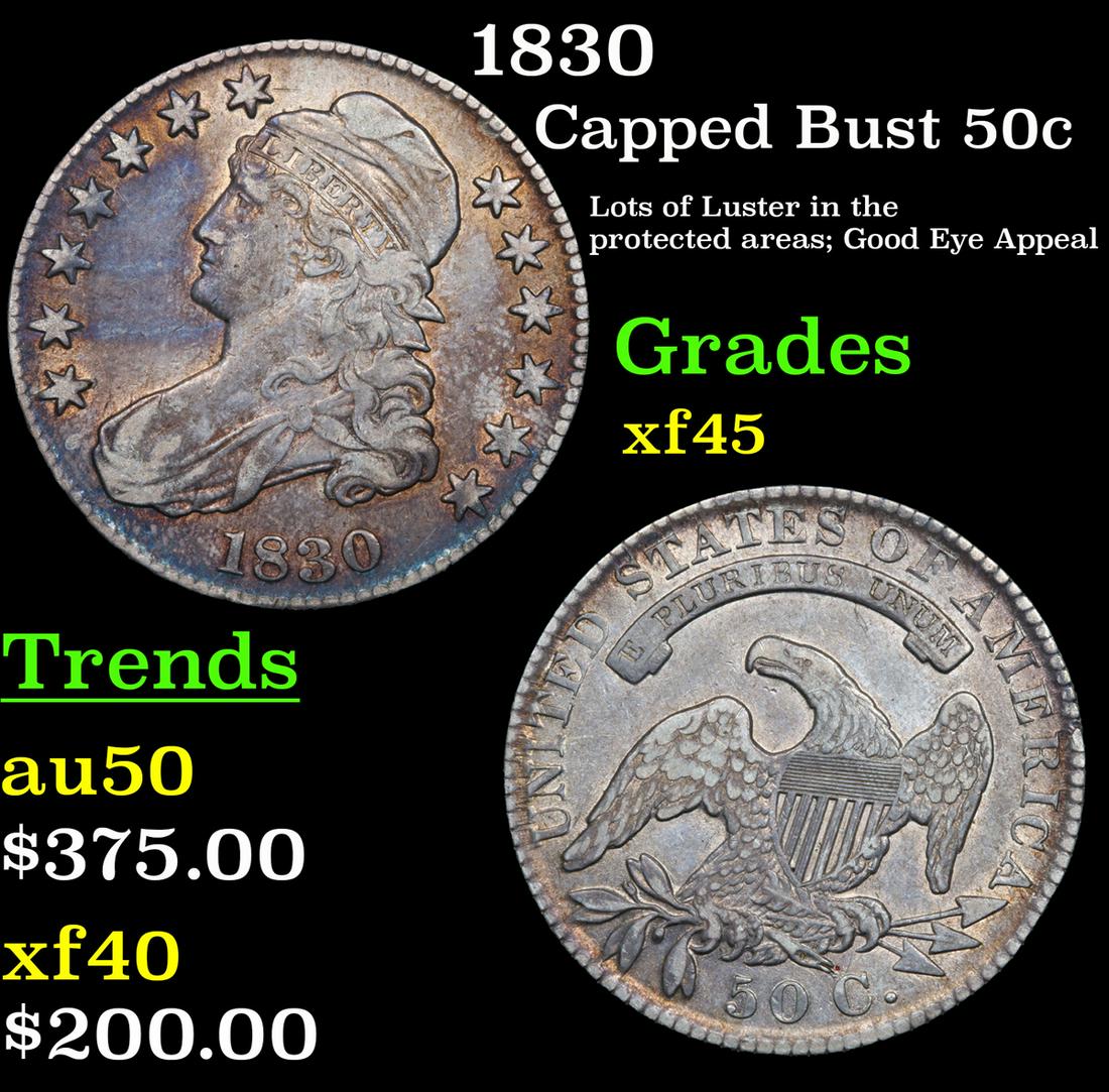 1830 Capped Bust 50c Grades xf+ (1 of 3)