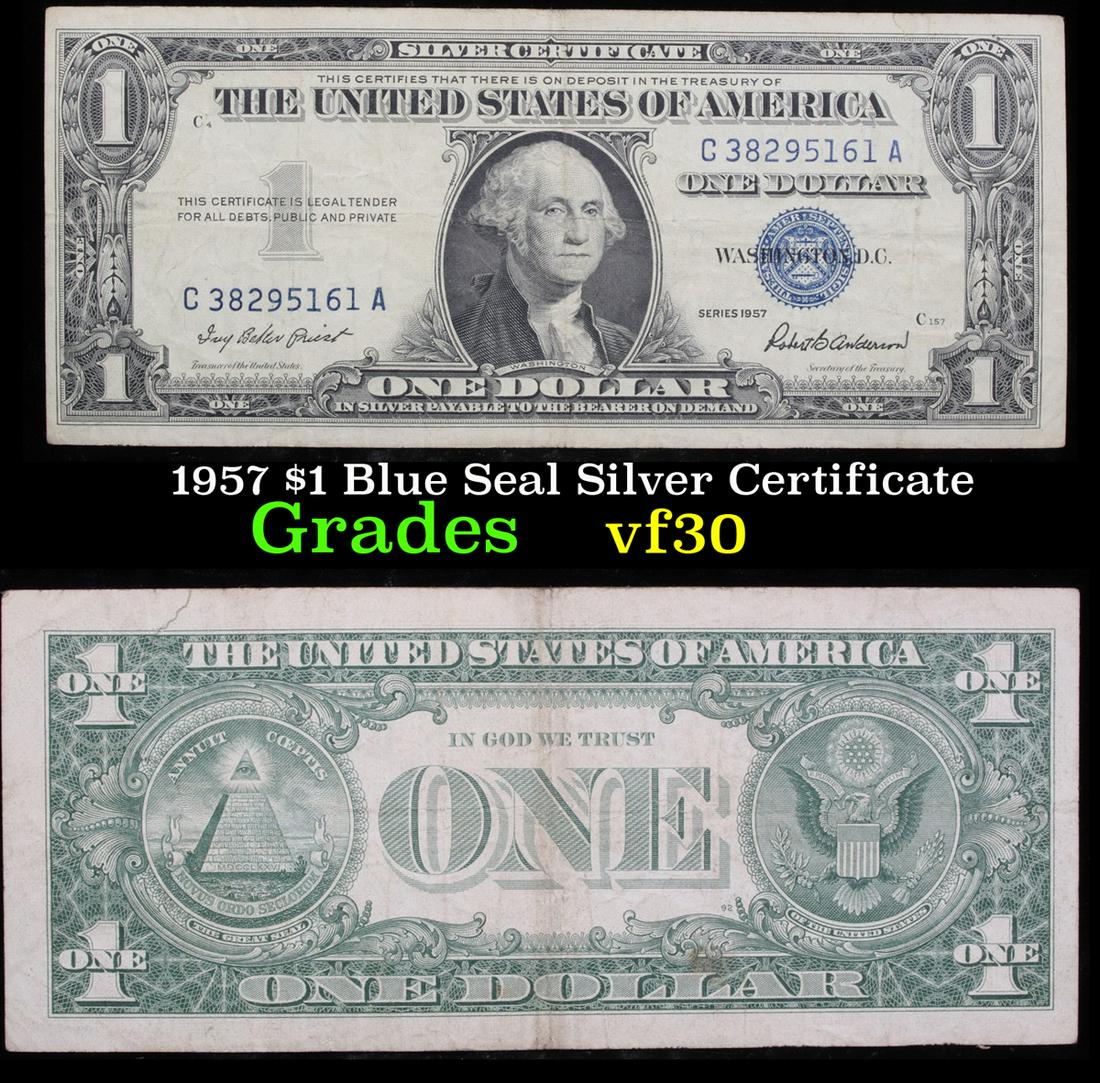 1957 $1 Blue Seal Silver Certificate Grades vf++ (1 of 3)