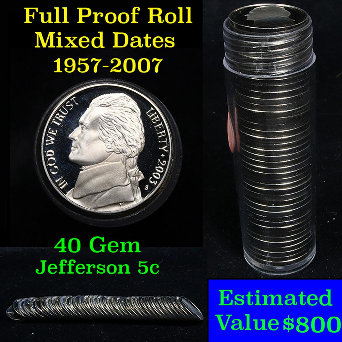Proof Mixed Jefferson nickel 5c roll, 1957-2007, 40 (1 of 4)