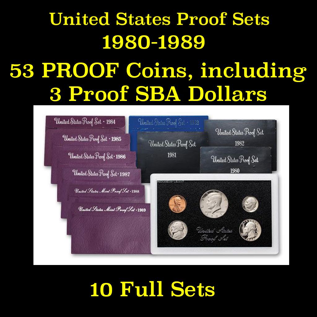 Group of 10 United States Proof Sets 1980-1989 53 coins (1 of 11)