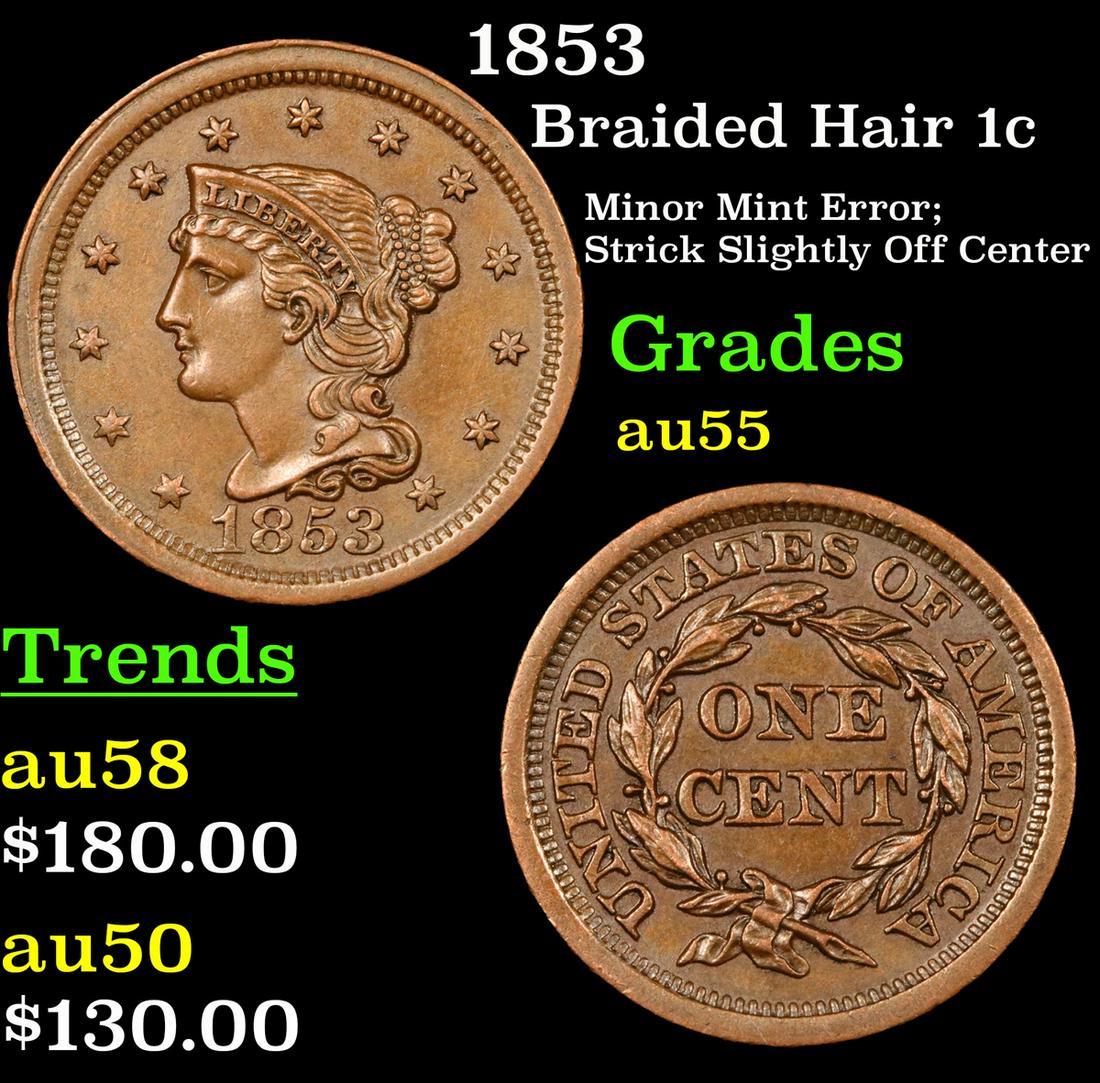 1853 Braided Hair 1c Grades Choice AU (1 of 3)