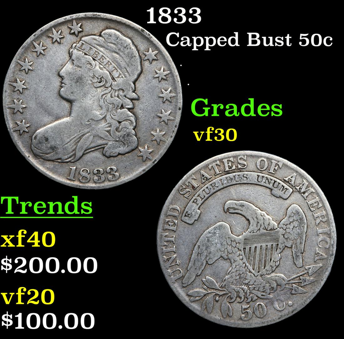 1833 Capped Bust 50c Grades vf++ (1 of 3)