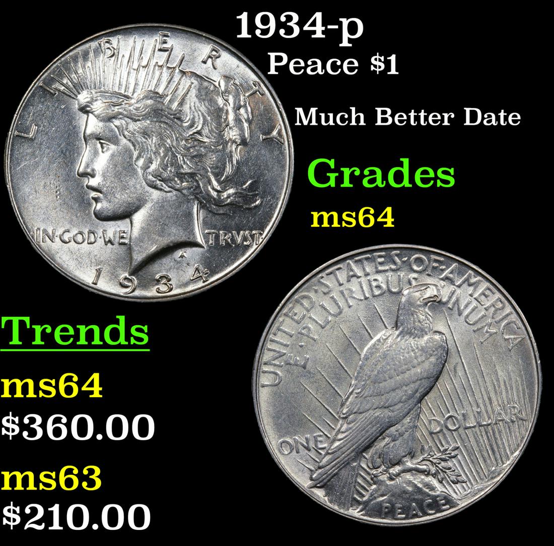 1934-p Peace $1 Grades Choice Unc (1 of 3)