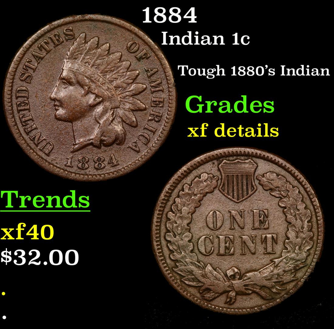 1884 Indian 1c Grades xf details (1 of 3)