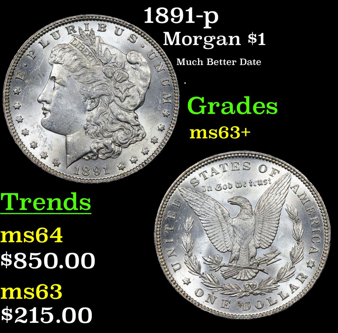1891-p Morgan $1 Grades Select+ Unc (1 of 3)
