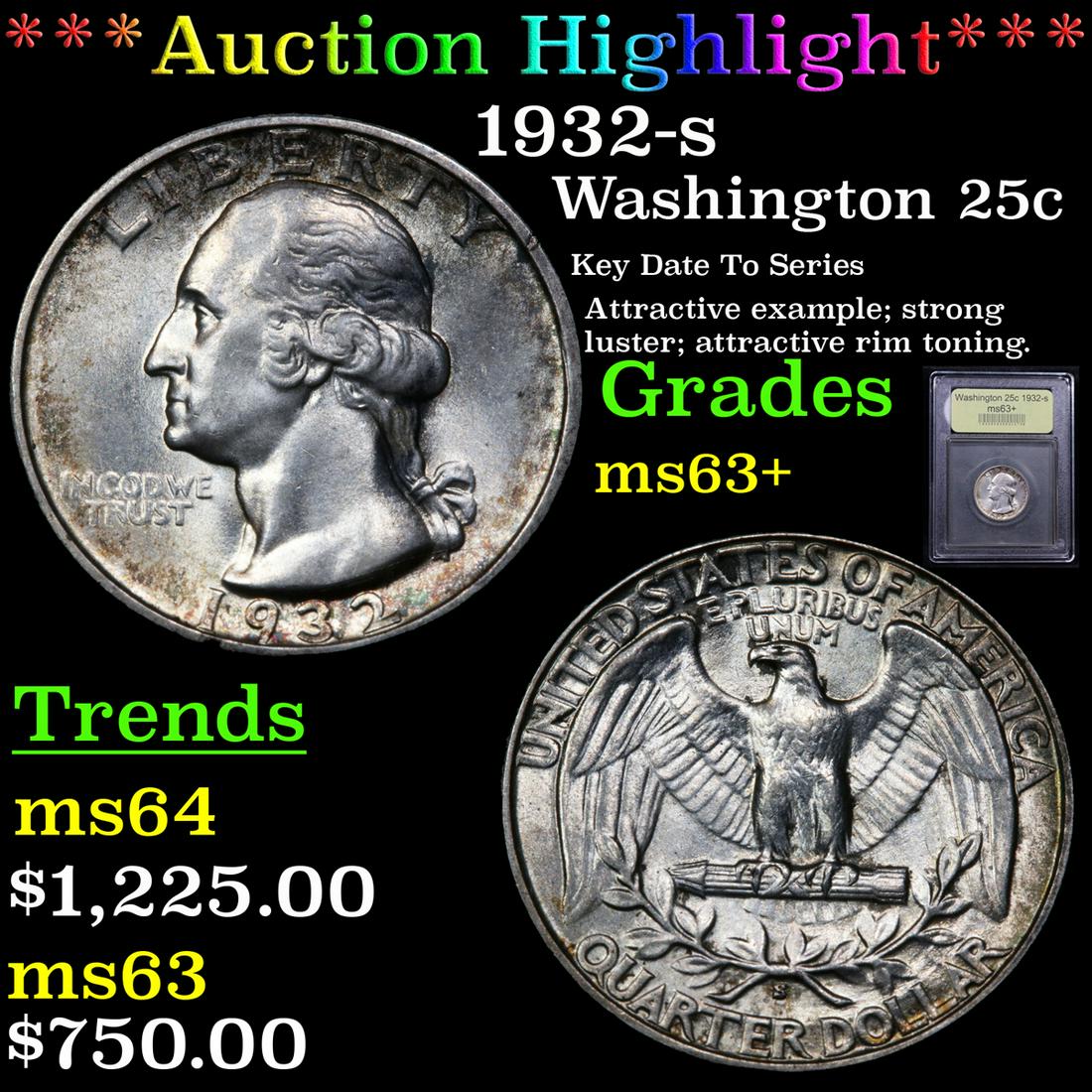 *Highlight* 1932-s Washington 25c Graded Select+ Unc (1 of 5)