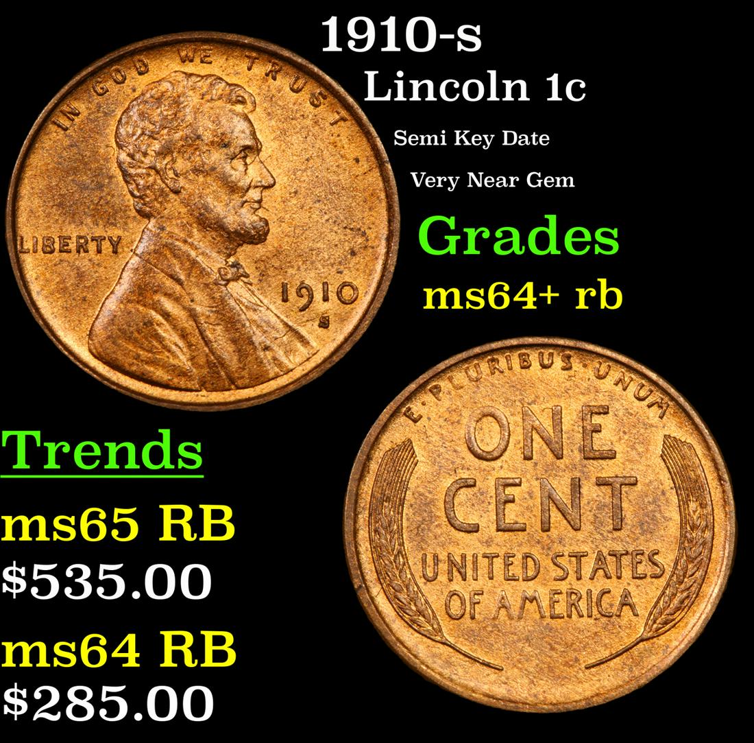 1910-s Lincoln 1c Grades Choice+ Unc RB (1 of 3)