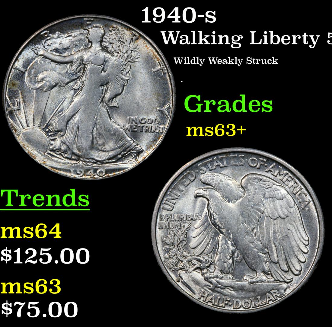 1940-s Walking Liberty 50c Grades Select+ Unc (1 of 3)