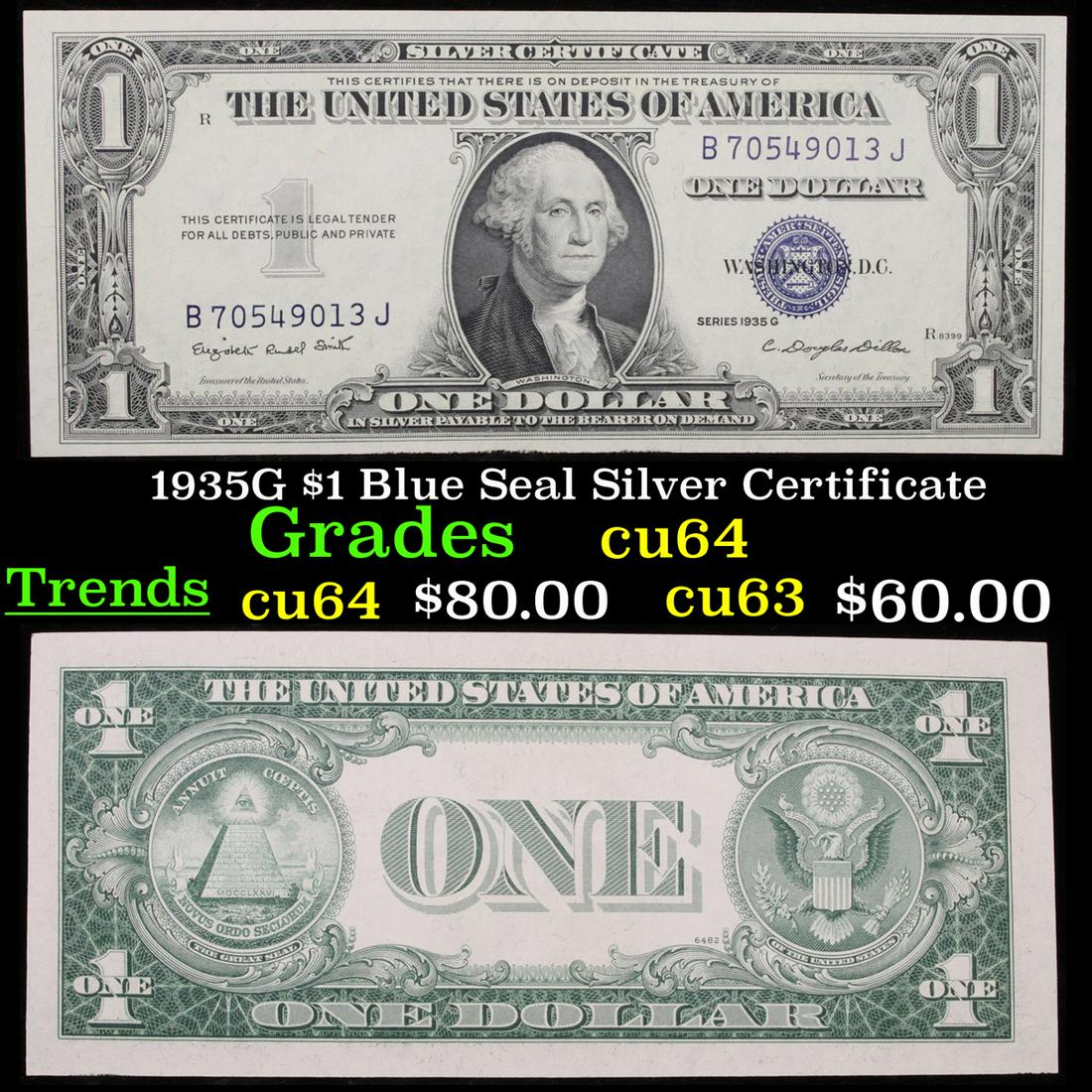 1935G $1 Blue Seal Silver Certificate Grades Choice CU (1 of 3)