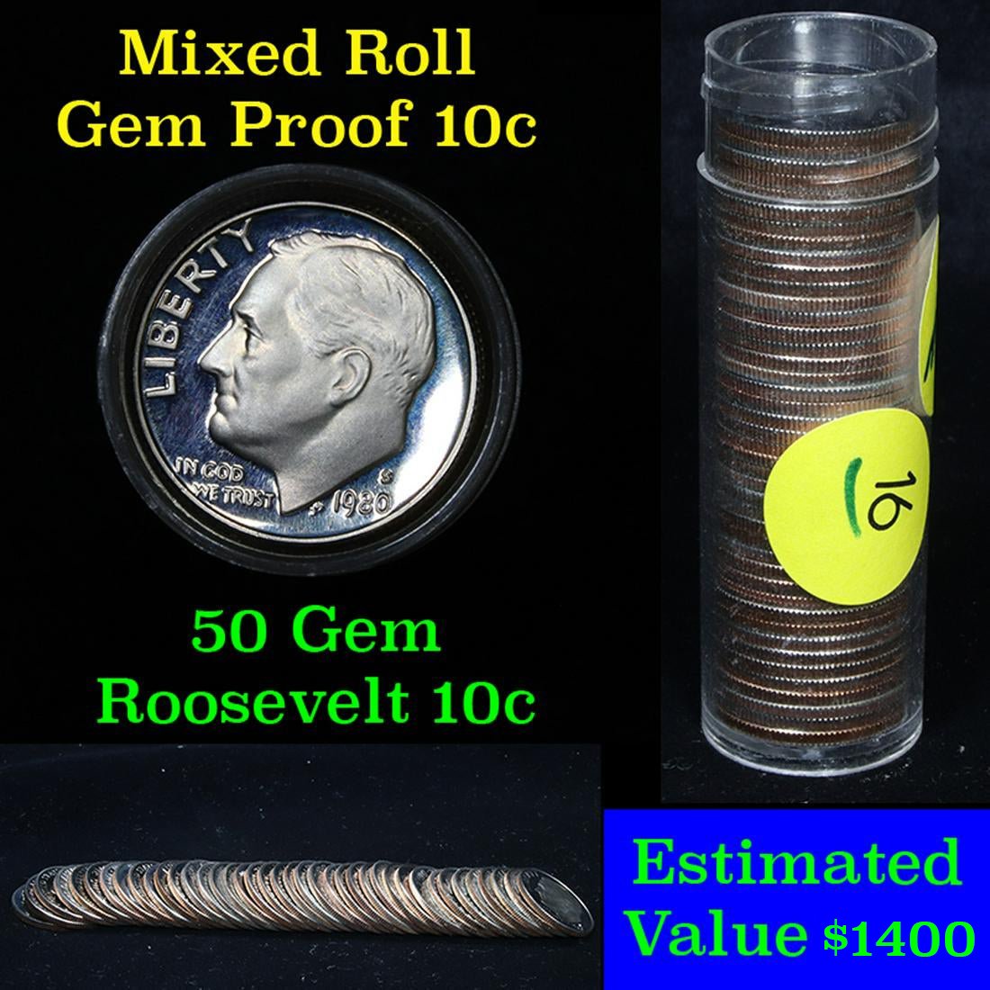 **Auction Highlight*** Mixed Roosevelt Dime 10c proof (1 of 4)