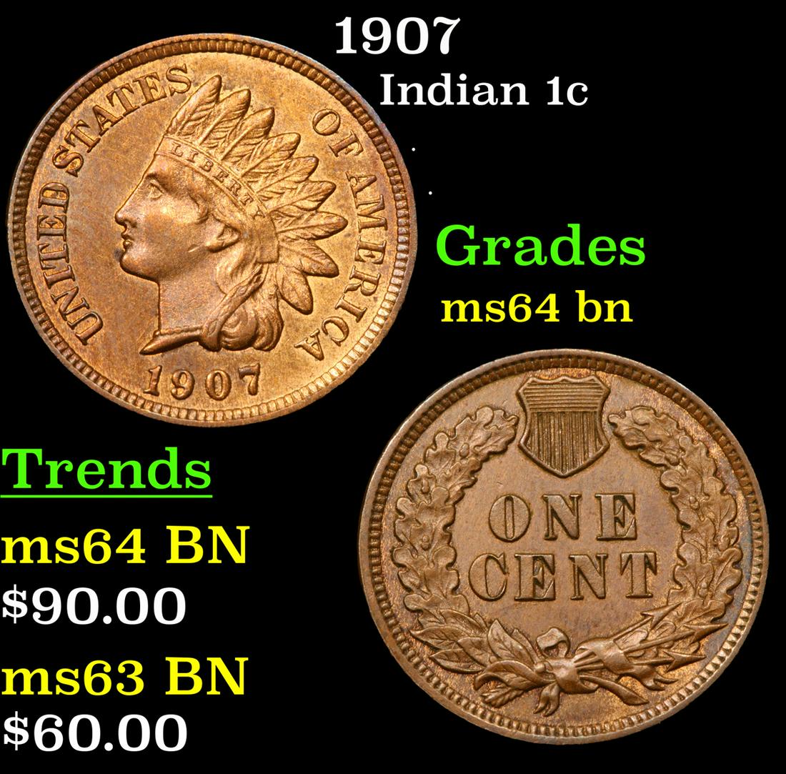 1907 Indian 1c Grades Choice Unc BN (1 of 3)