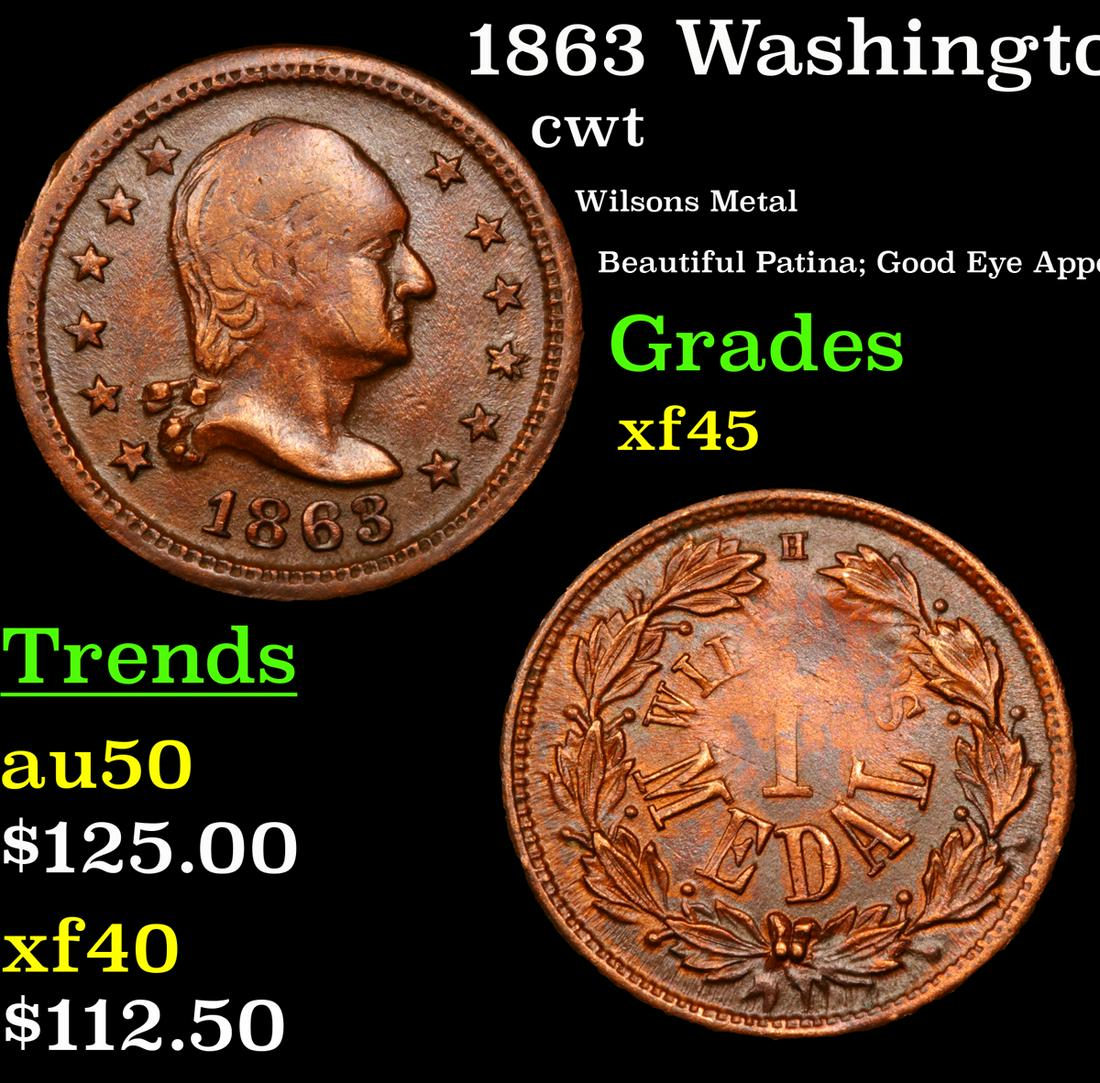 1863 Washington cwt Grades xf+ (1 of 3)