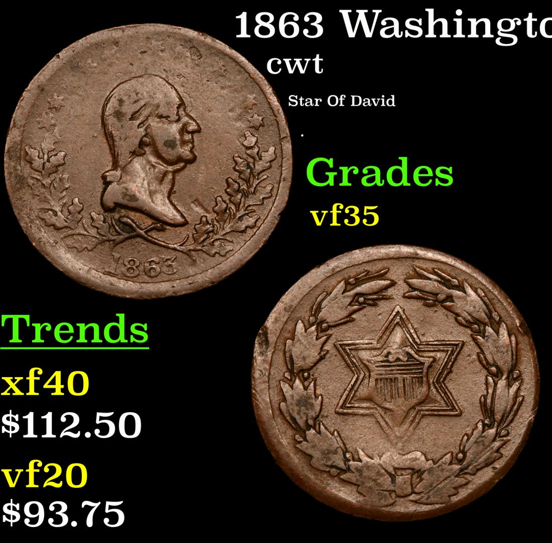 1863 Washington cwt Grades vf++ (1 of 3)