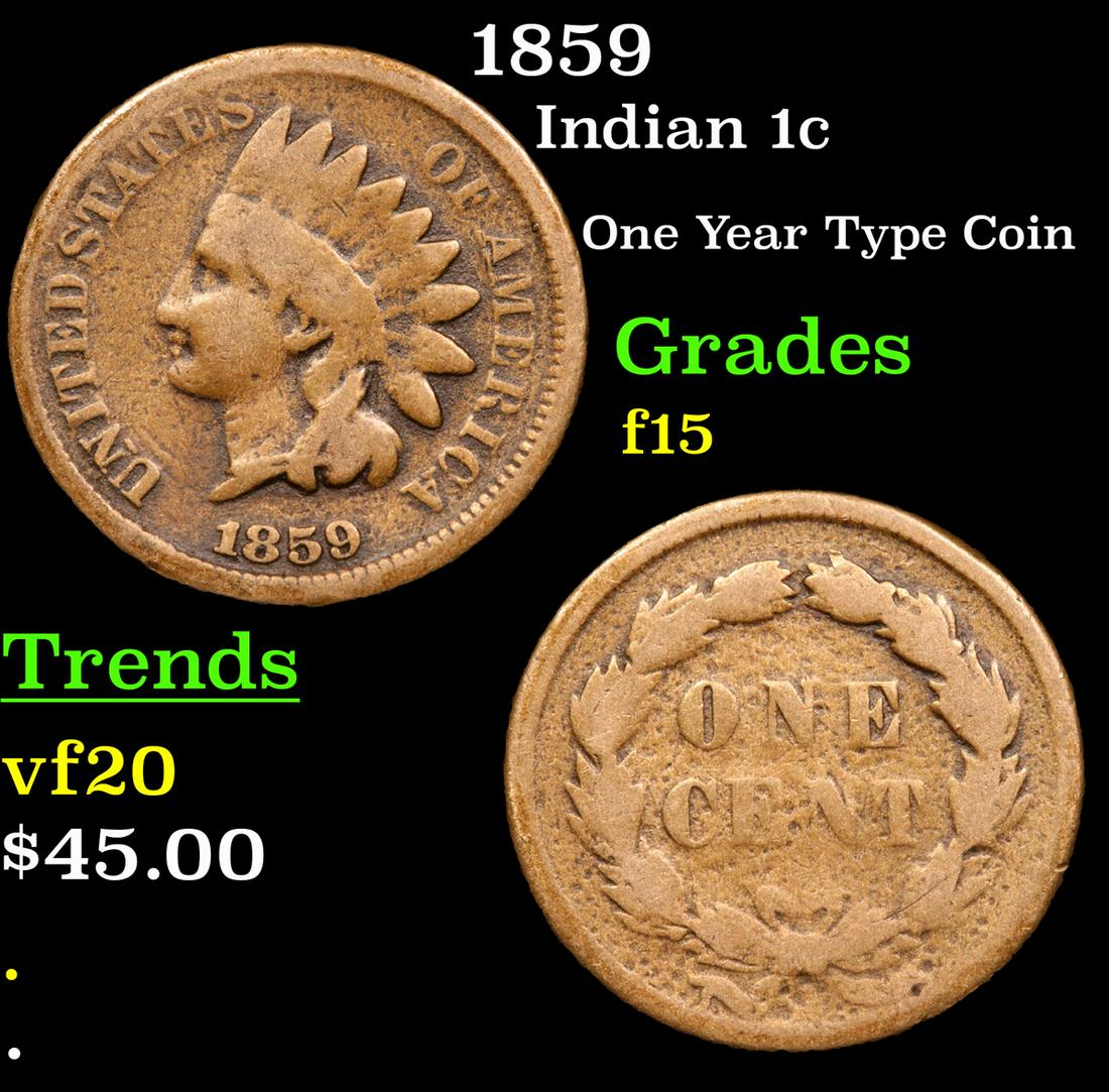 1859 Indian 1c Grades f+ (1 of 3)