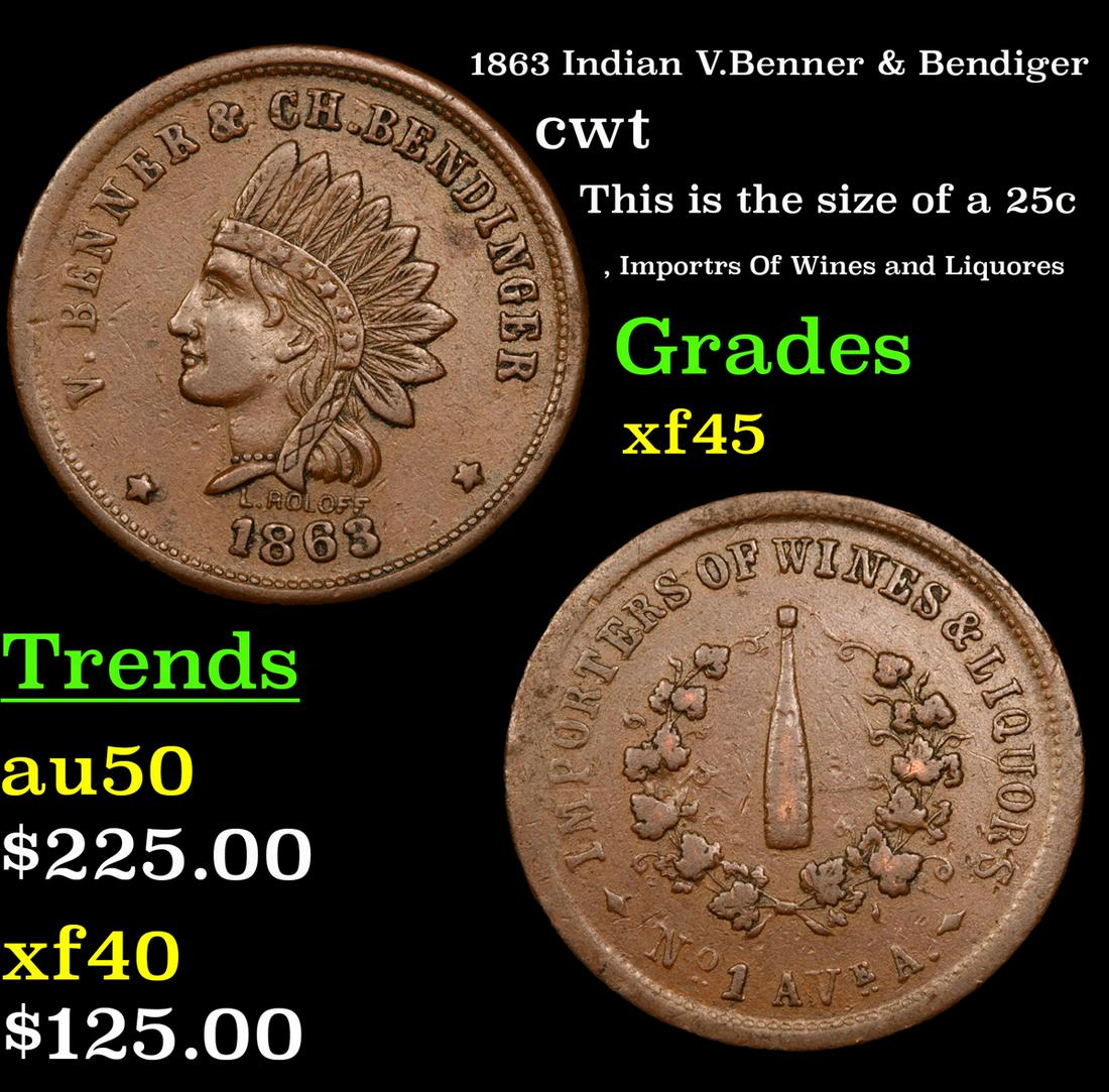 1863 Indian V.Benner & Bendiger cwt Grades xf+ (1 of 3)