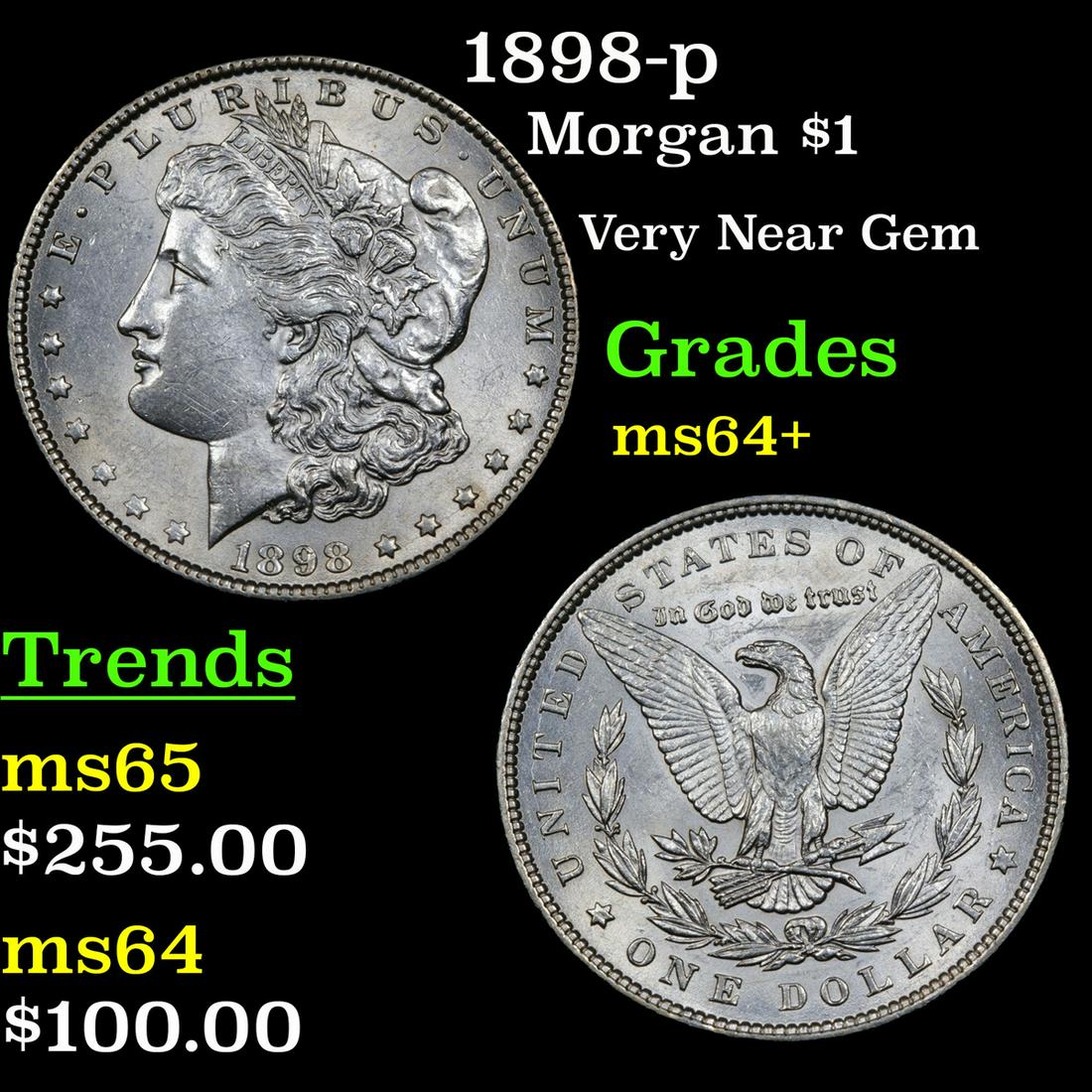 1898-p Morgan $1 Grades Choice+ Unc (1 of 3)