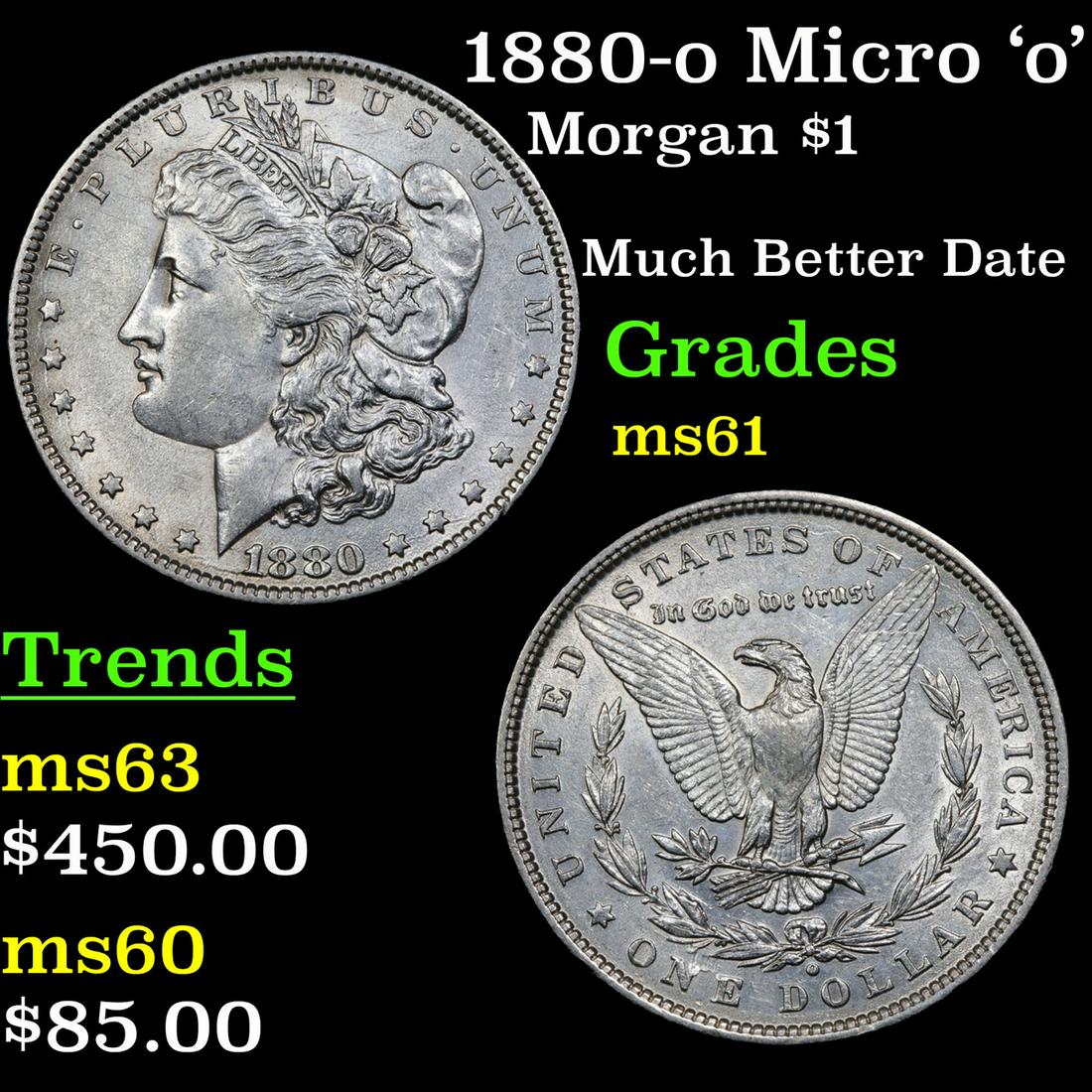 1880-o Micro 'o' Morgan $1 Grades BU+ (1 of 3)