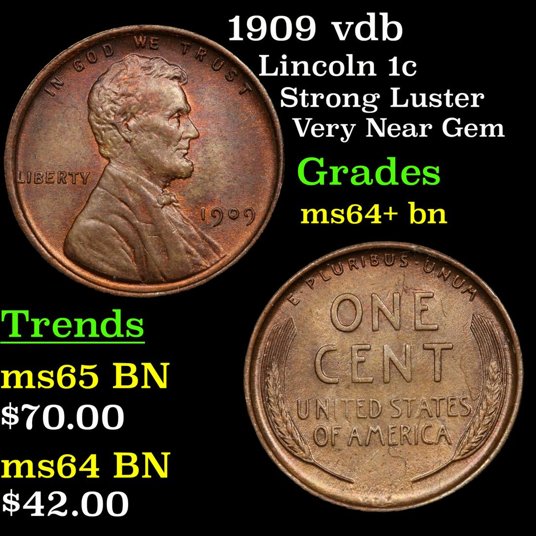 1909 vdb Lincoln 1c Grades Choice+ Unc BN (1 of 3)