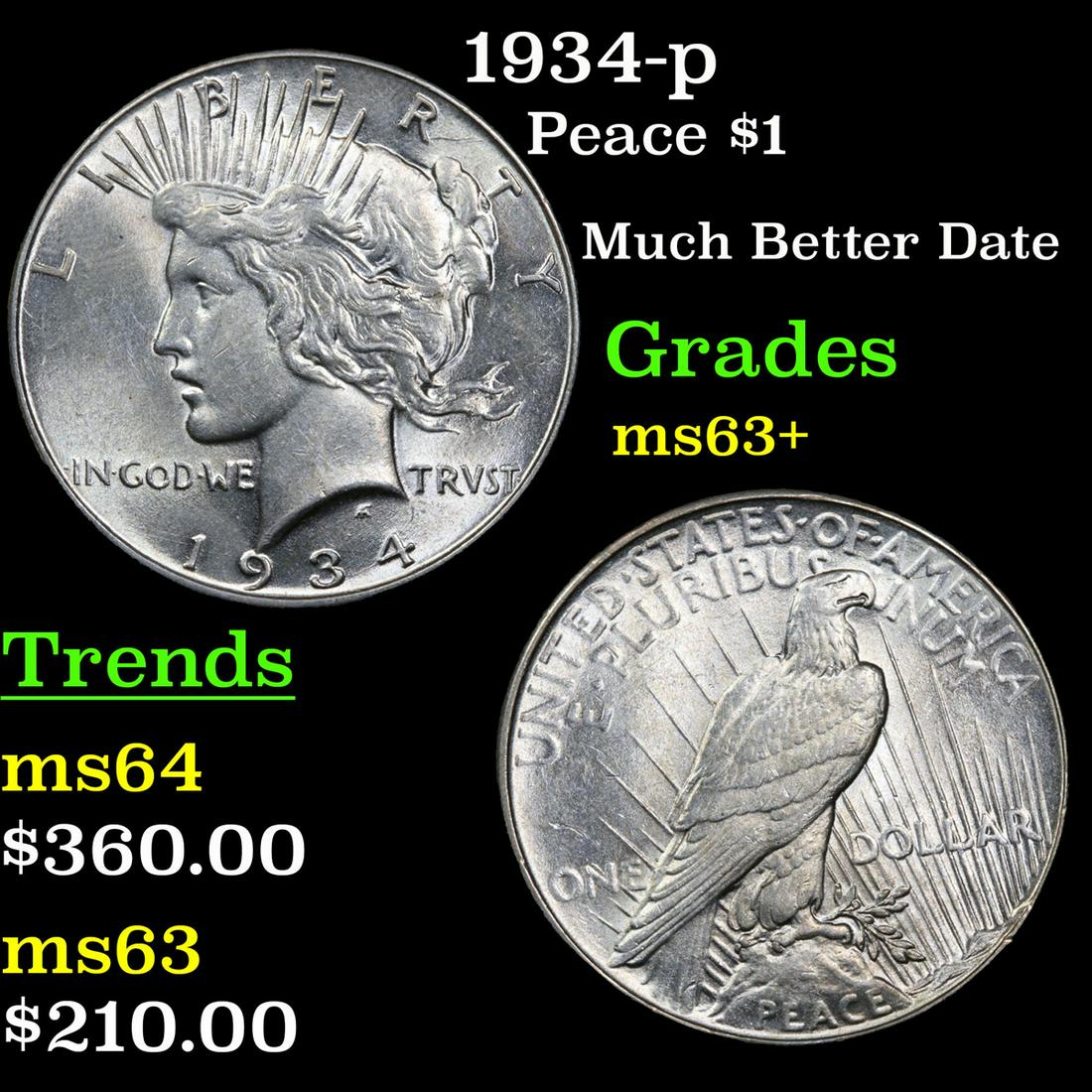 1934-p Peace $1 Grades Select+ Unc (1 of 3)