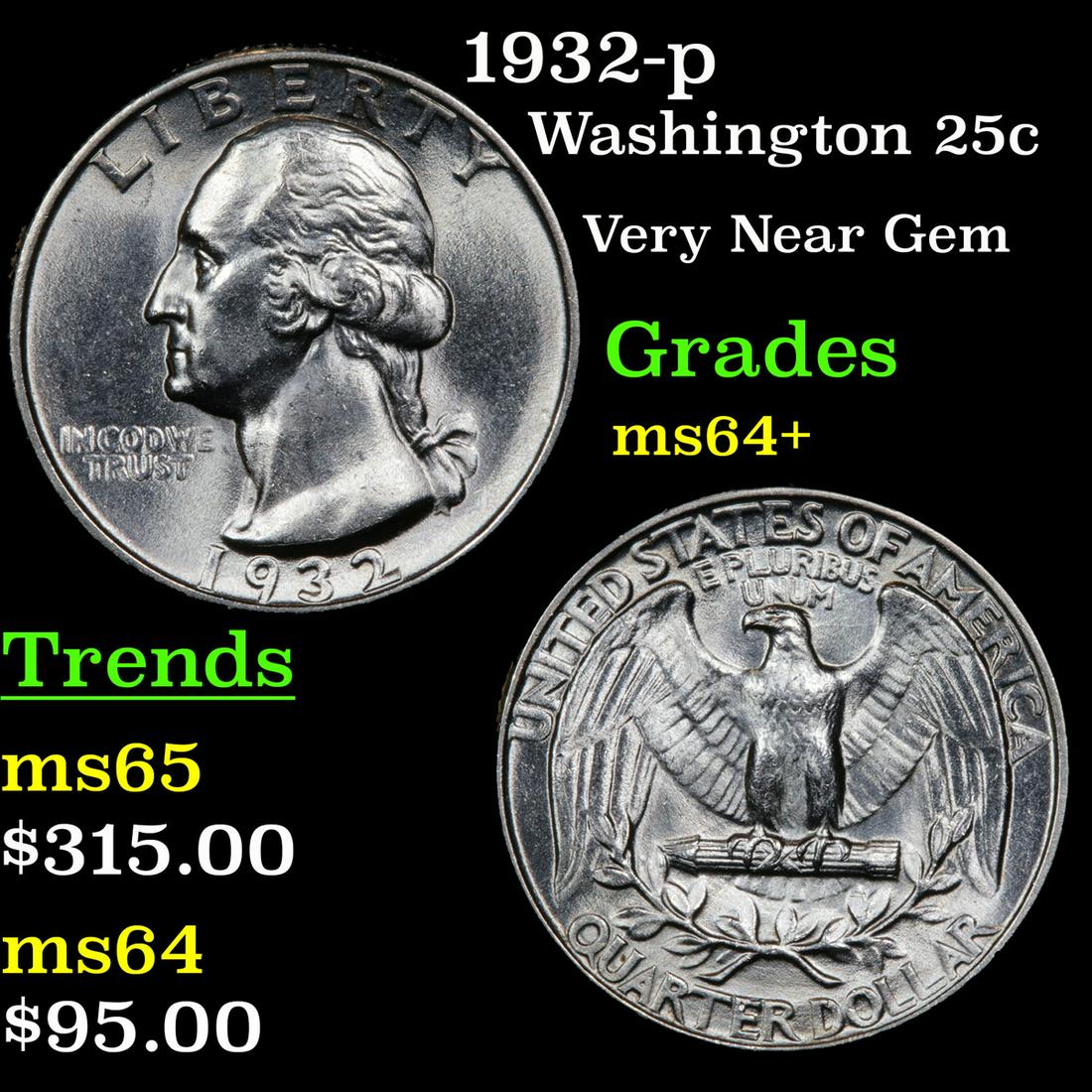 1932-p Washington 25c Grades Choice+ Unc (1 of 3)