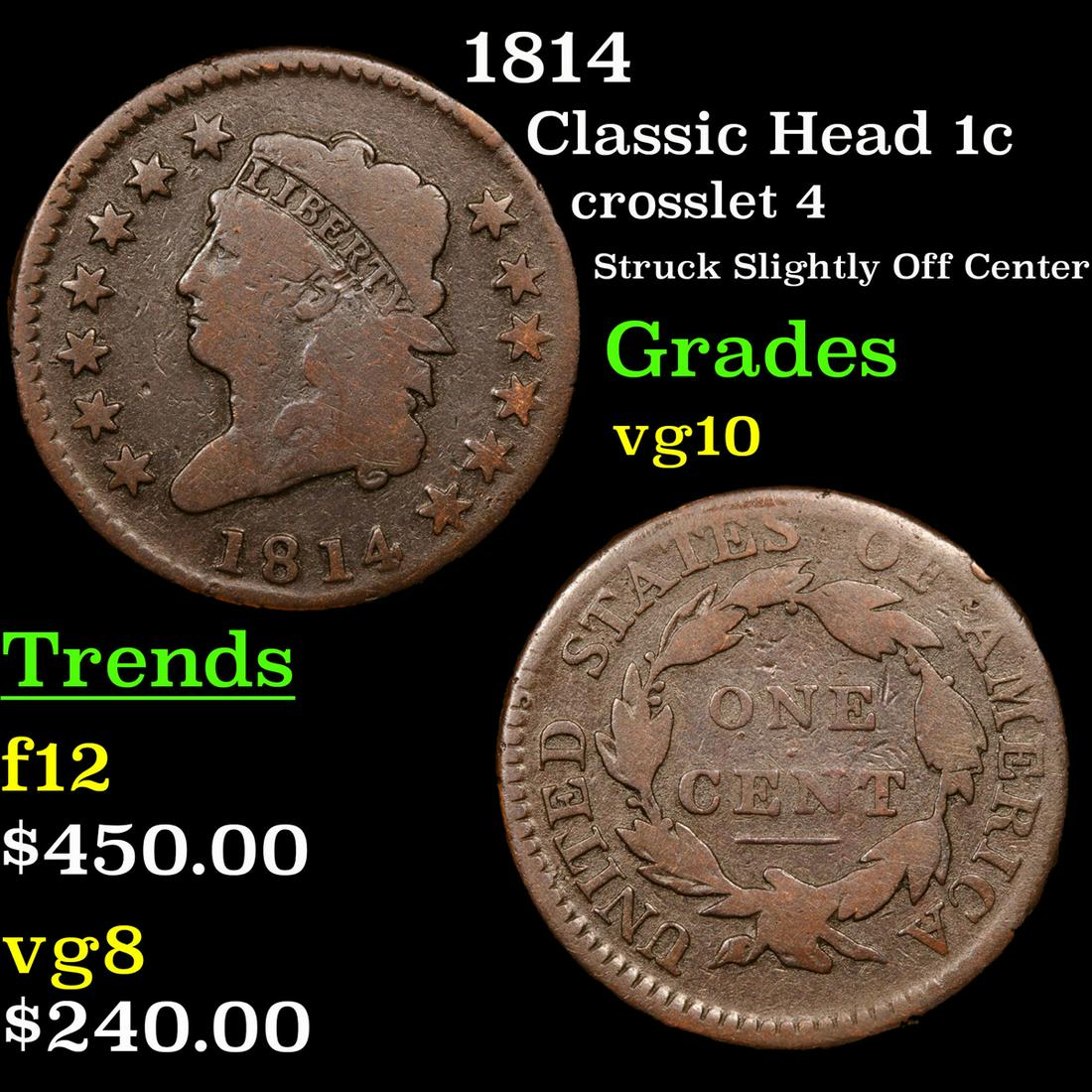 1814 Classic Head 1c Grades vg+ (1 of 3)