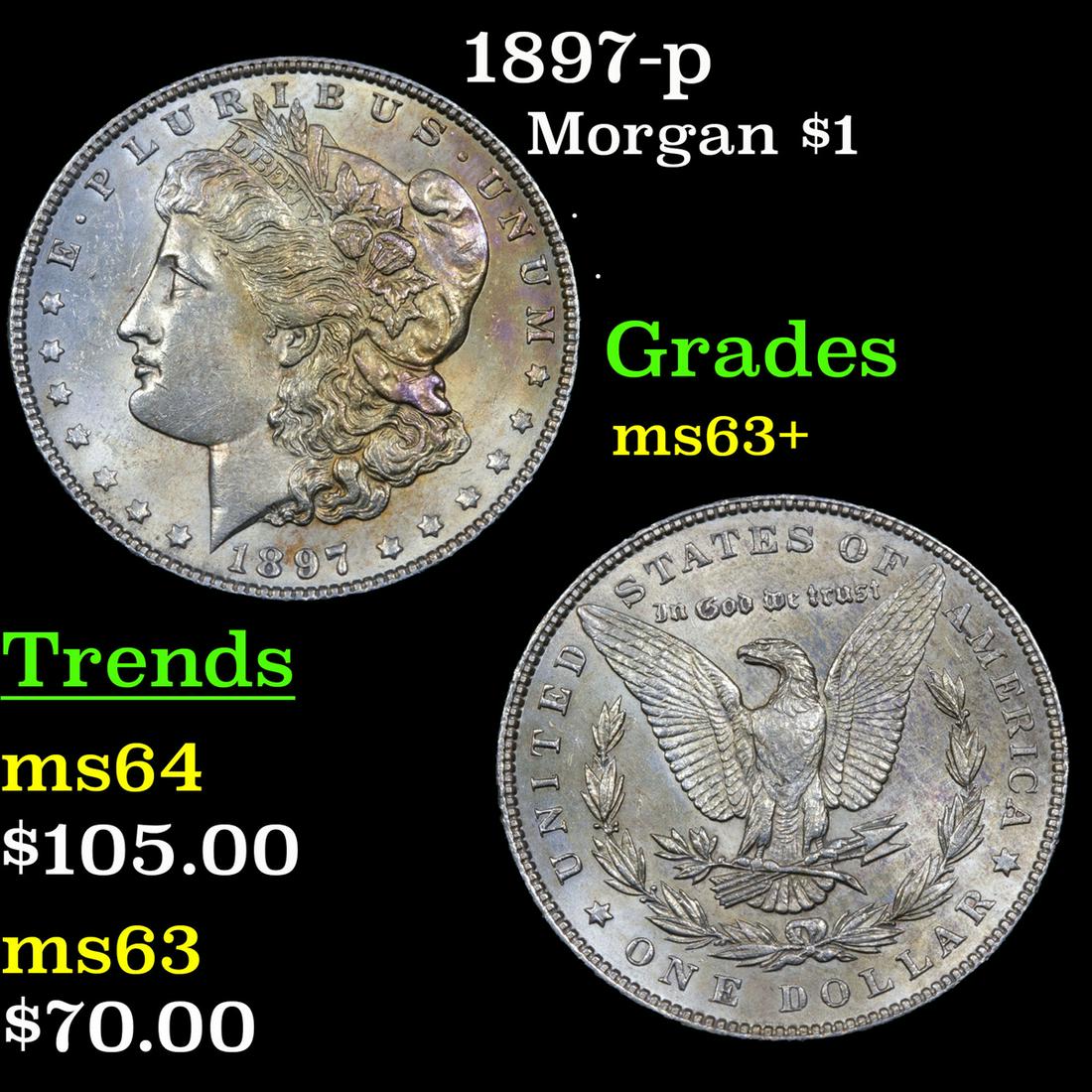 1897-p Morgan $1 Grades Select+ Unc (1 of 3)