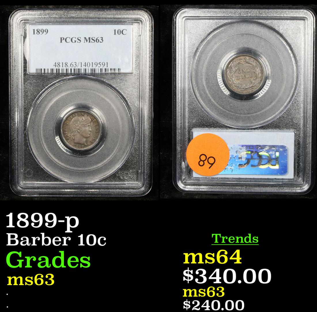 1899-p Barber 10c Graded ms63 (1 of 3)