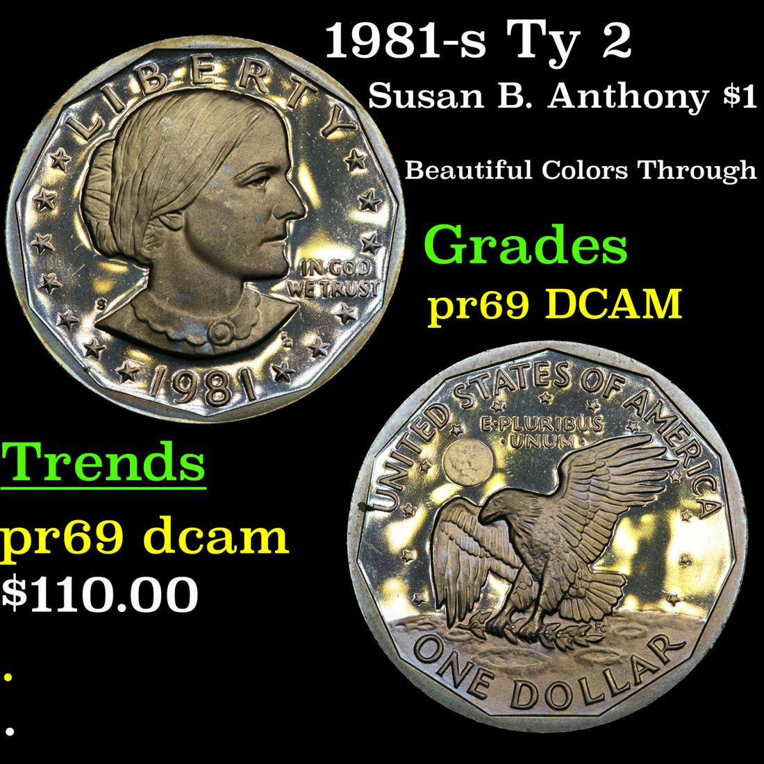 1981-s Ty 2 Susan B. Anthony $1 Grades GEM++ Proof Deep (1 of 3)