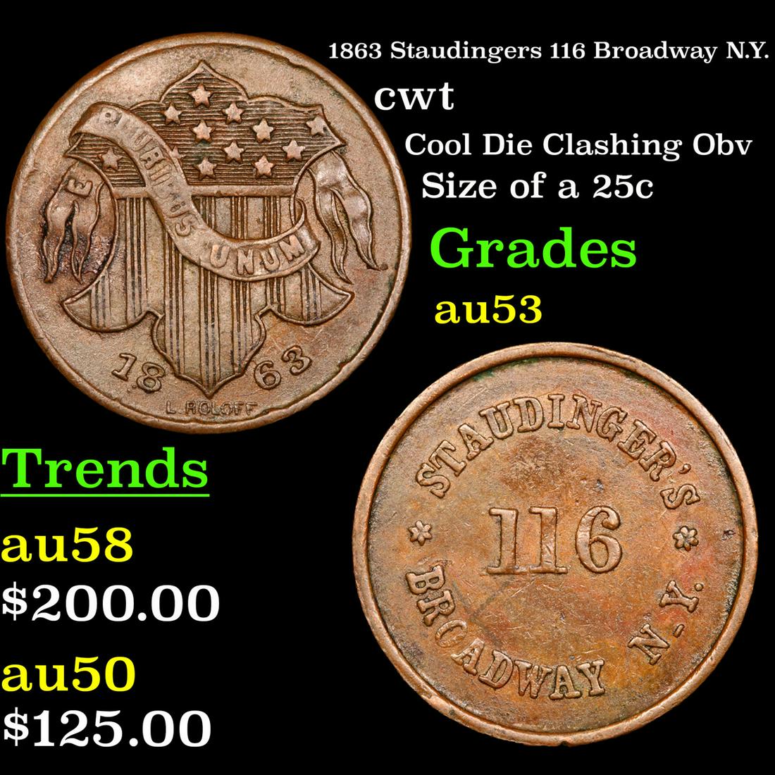 1863 Staudingers 116 Broadway N.Y. cwt Grades Select AU (1 of 3)