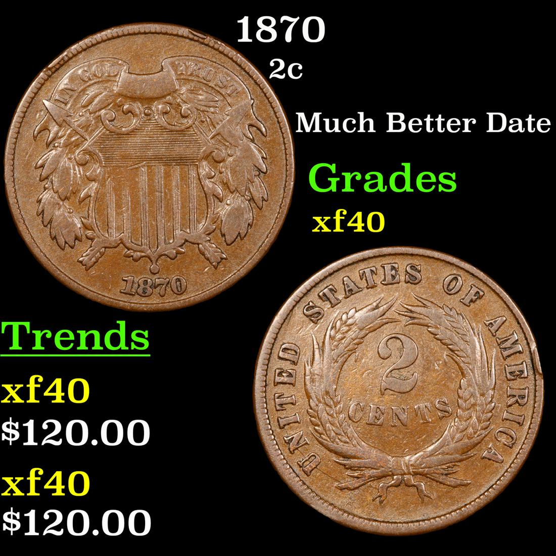 1870 2c Grades xf (1 of 3)