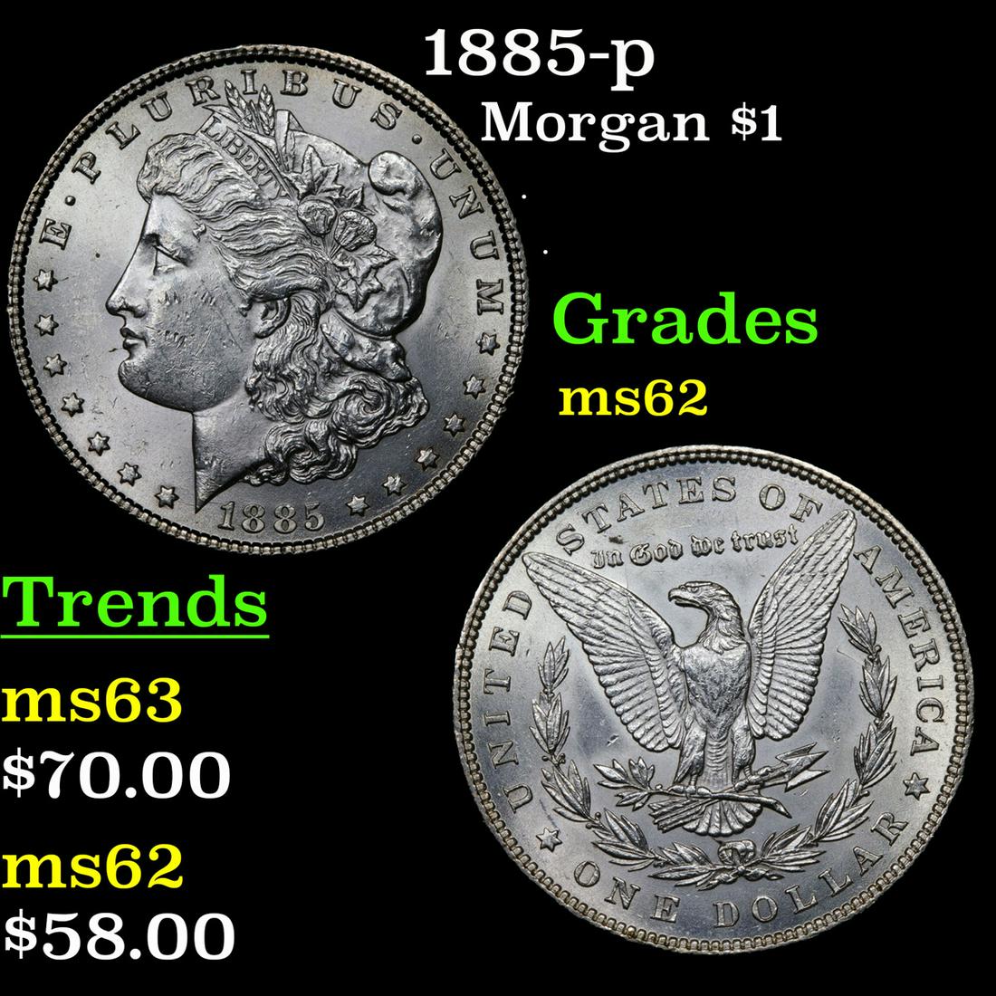 1885-p Morgan $1 Grades Select Unc (1 of 3)
